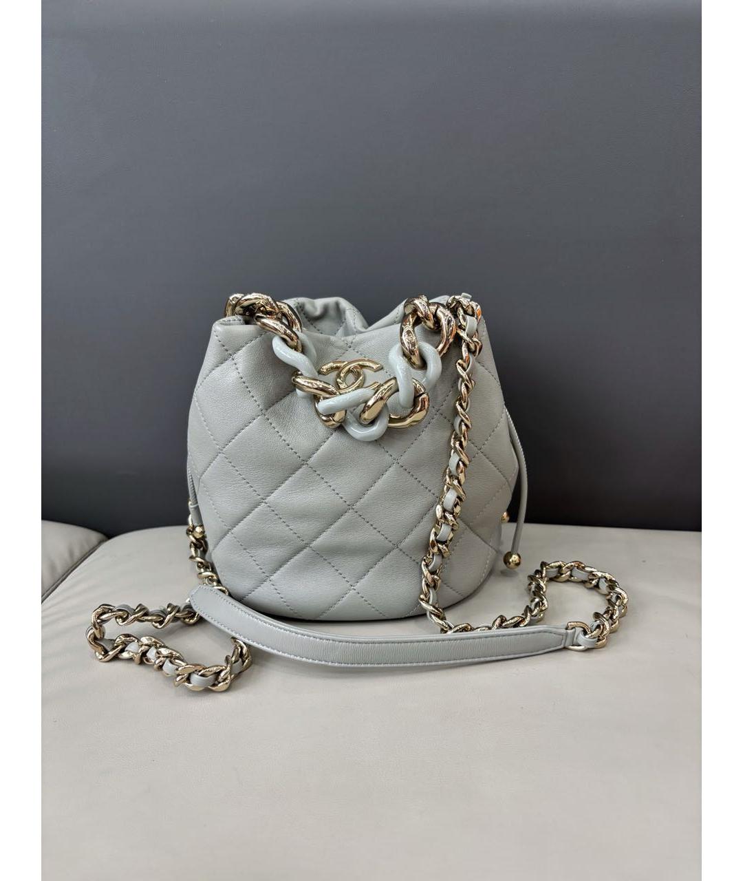 CHANEL Серая кожаная сумка через плечо, фото 9