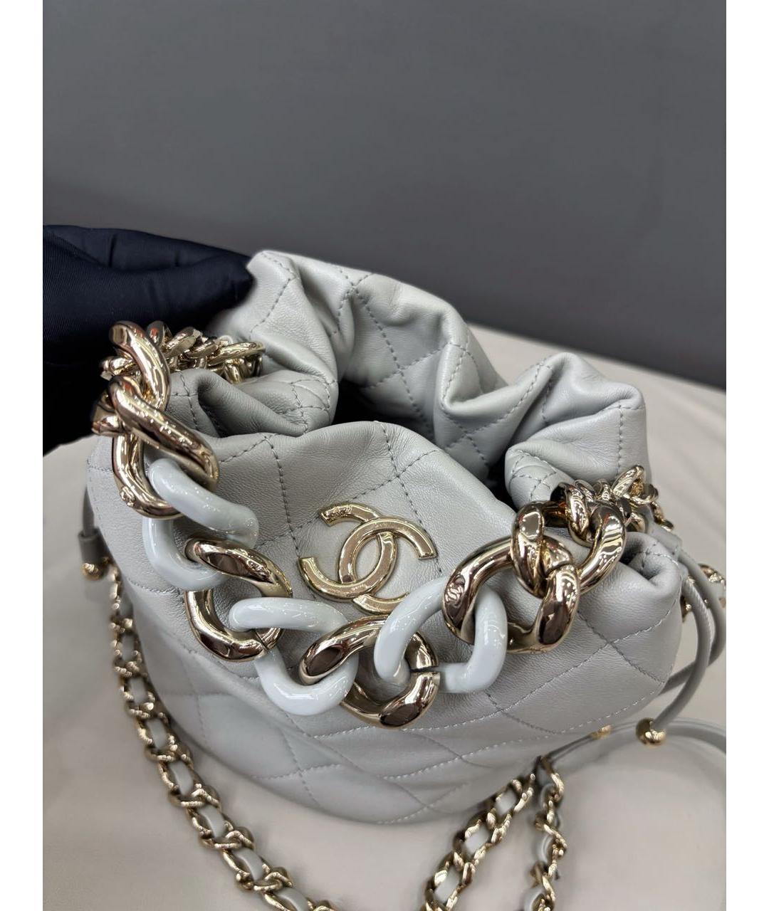 CHANEL Серая кожаная сумка через плечо, фото 7