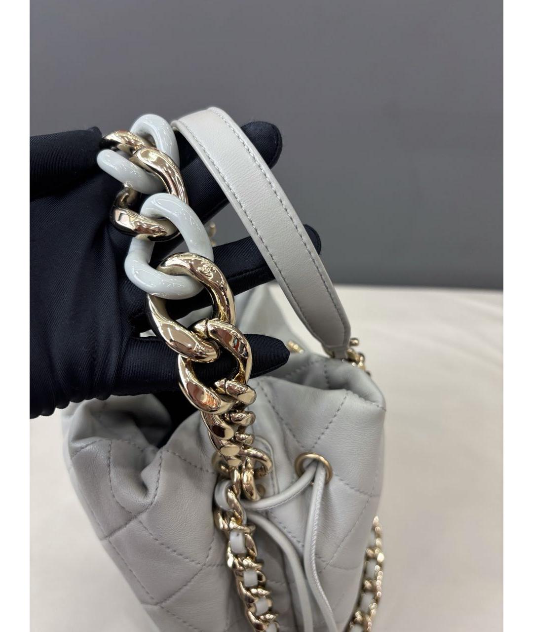 CHANEL Серая кожаная сумка через плечо, фото 6