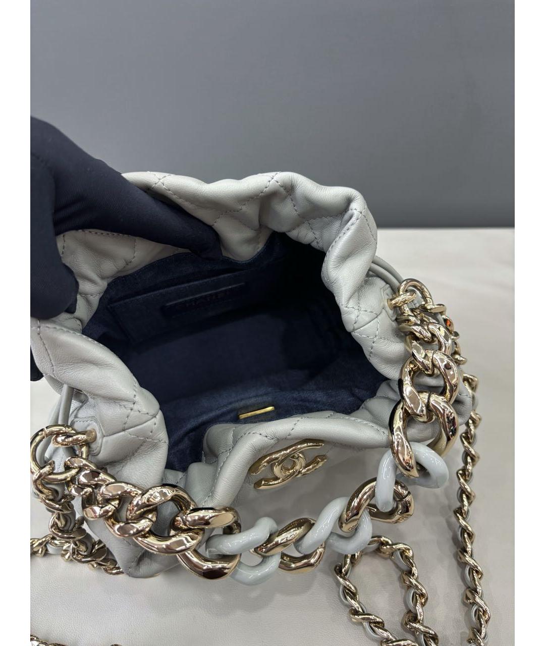 CHANEL Серая кожаная сумка через плечо, фото 8