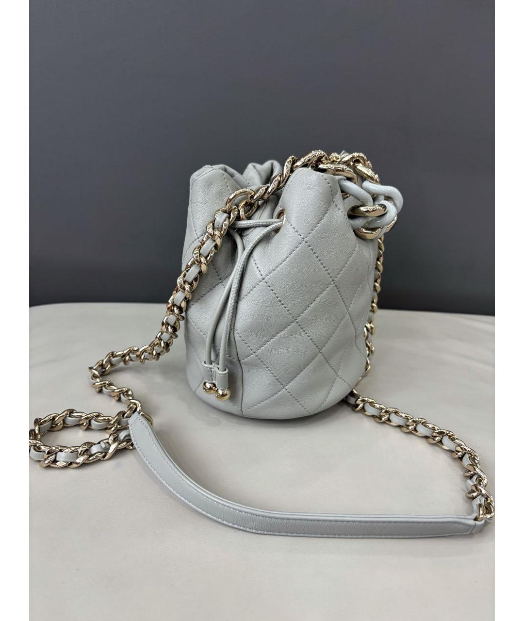CHANEL Серая кожаная сумка через плечо, фото 3