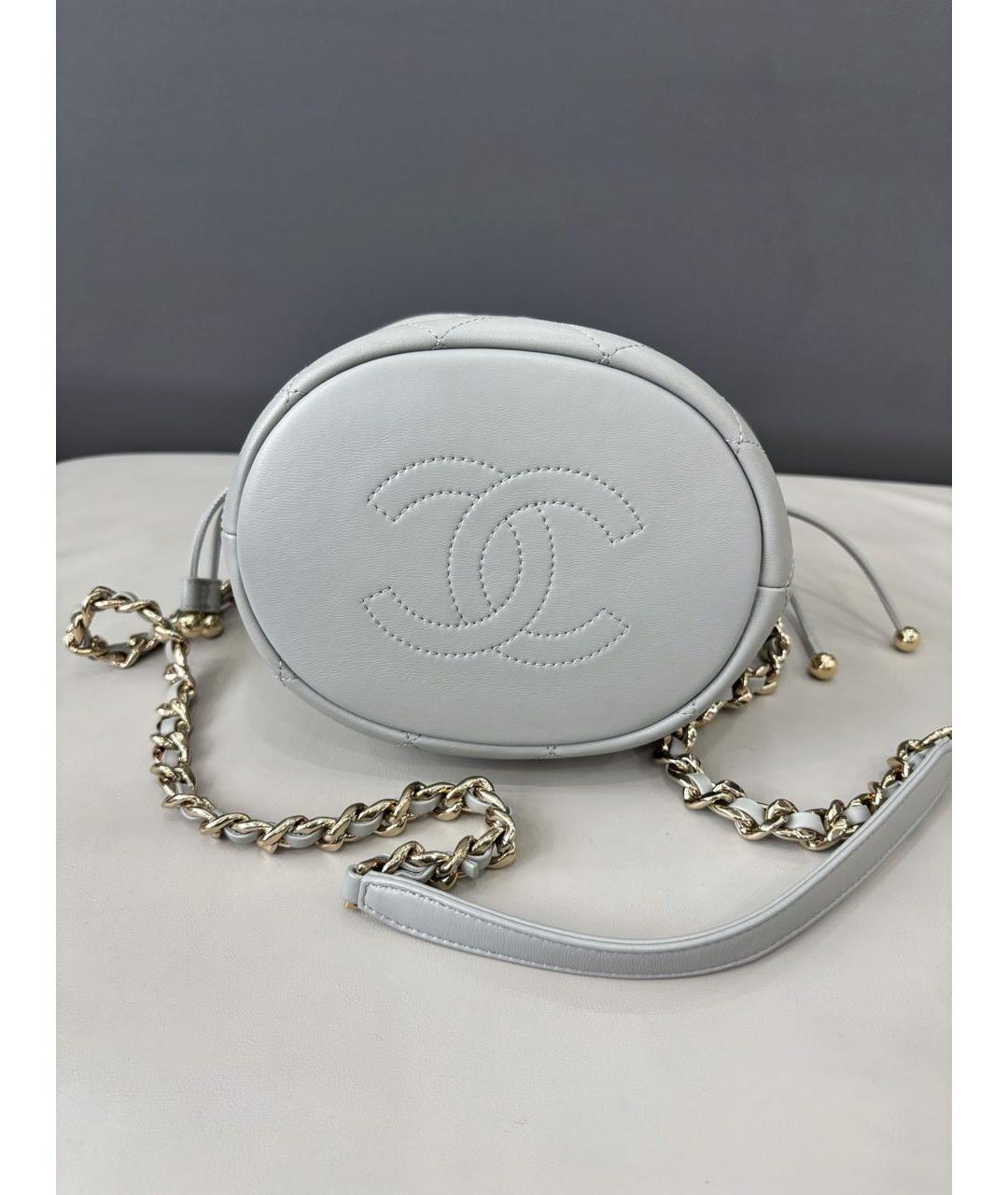 CHANEL Серая кожаная сумка через плечо, фото 5