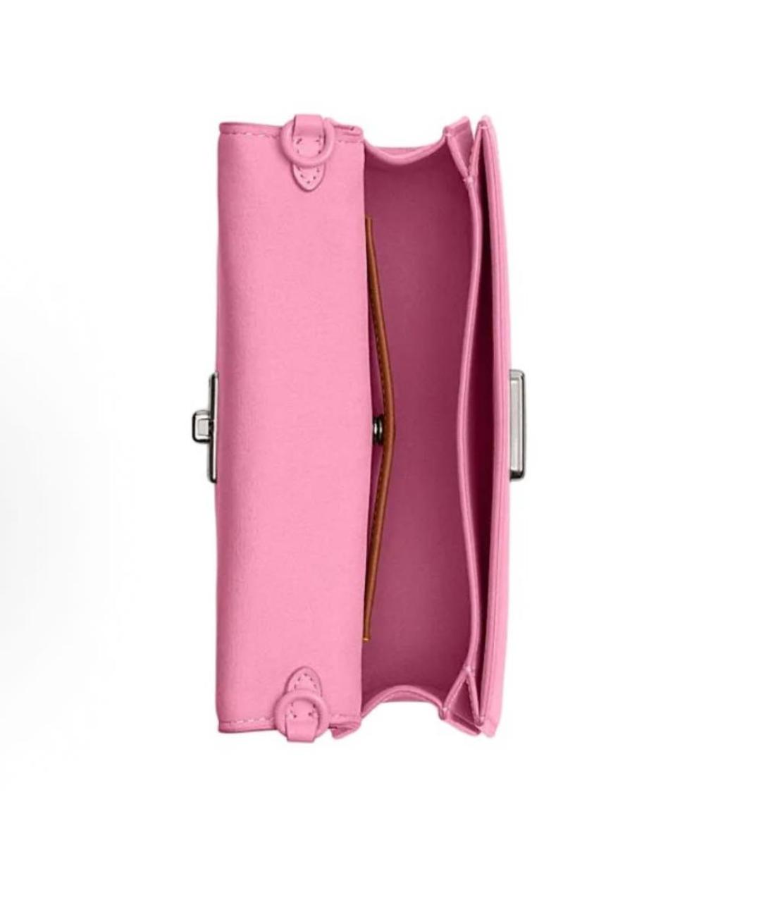 COACH Розовая кожаная сумка через плечо, фото 4