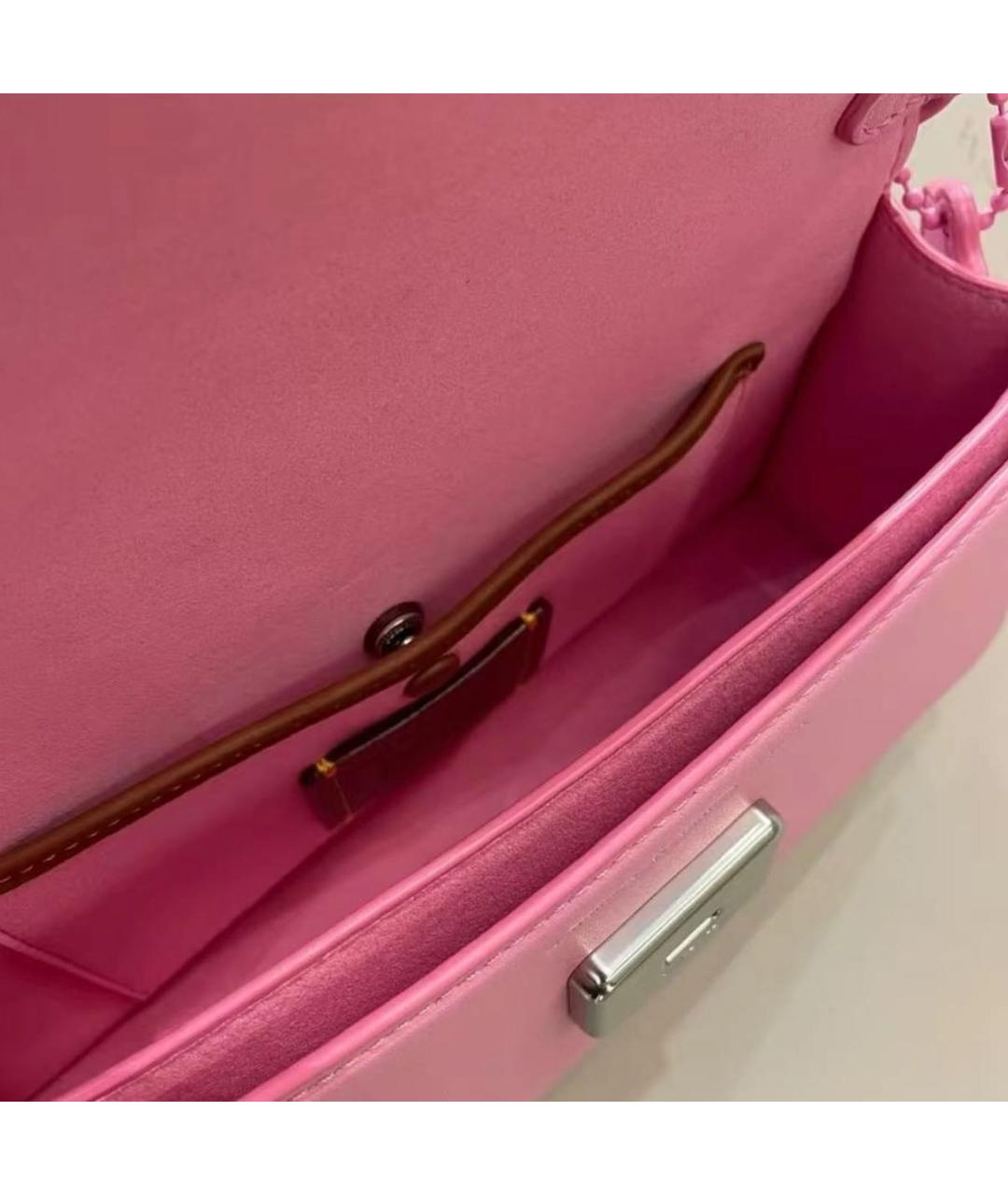 COACH Розовая кожаная сумка через плечо, фото 8