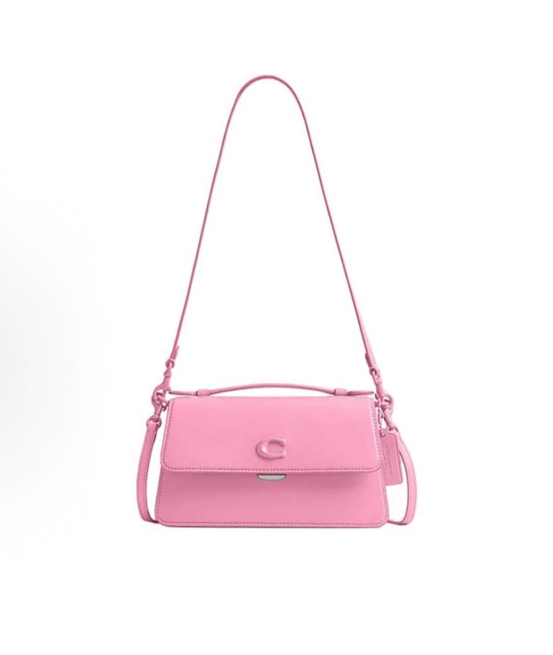 COACH Розовая кожаная сумка через плечо, фото 9