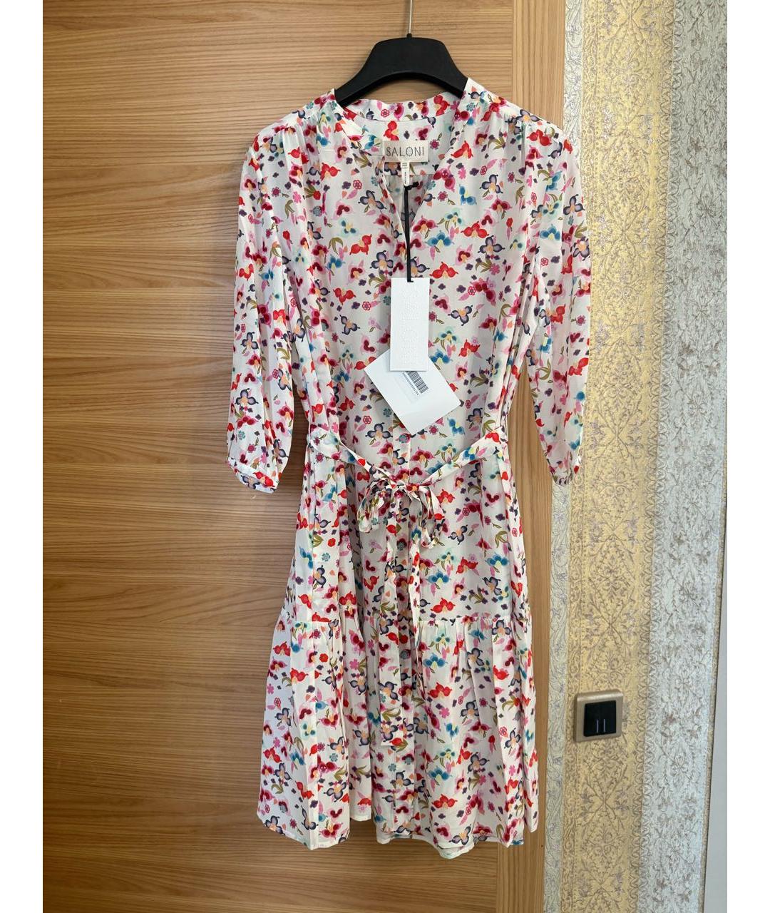 SALONI Мульти шелковое повседневное платье, фото 2