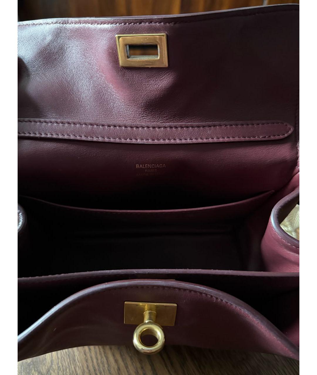 BALENCIAGA Бордовая кожаная сумка через плечо, фото 4