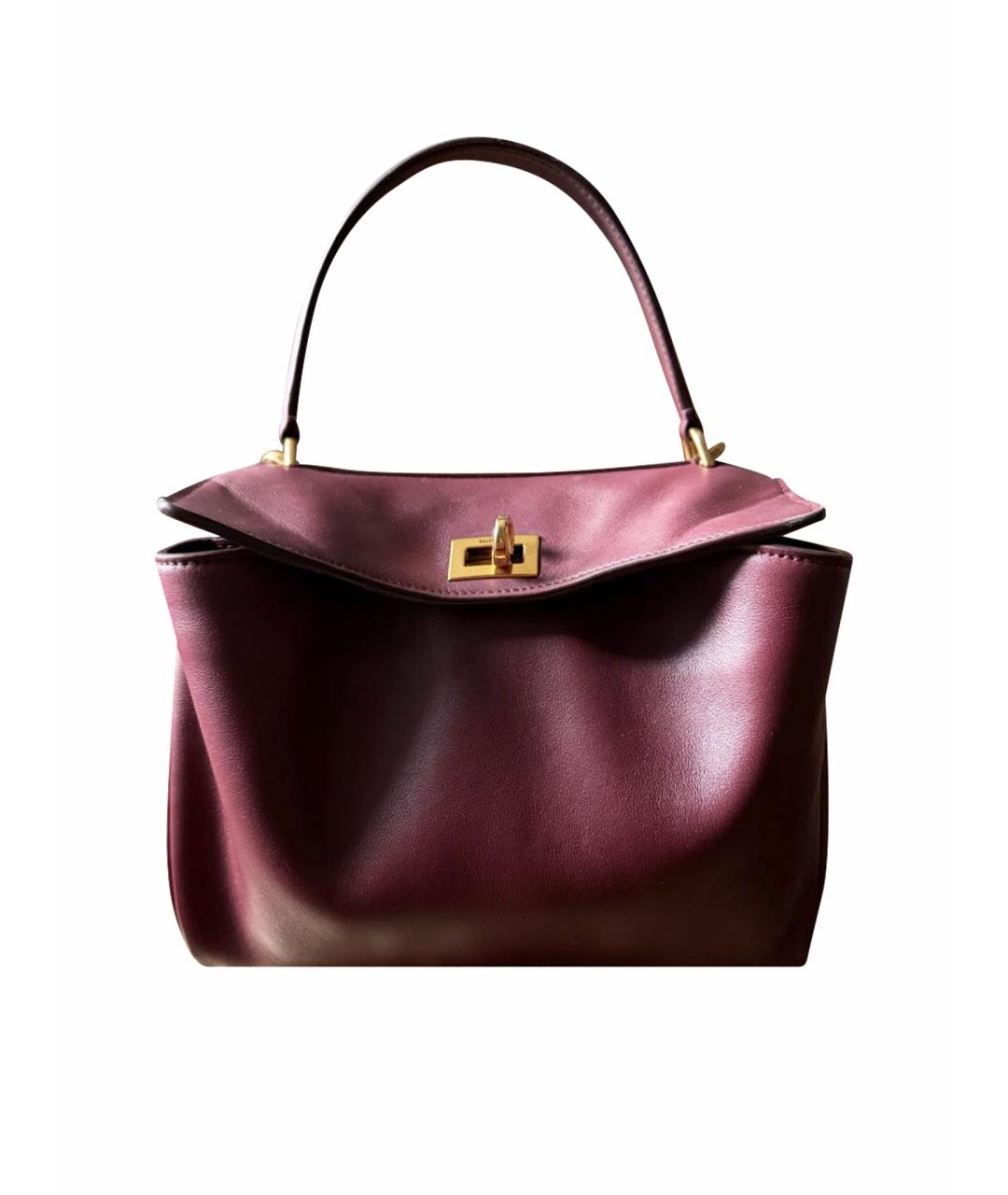 BALENCIAGA Бордовая кожаная сумка через плечо, фото 1