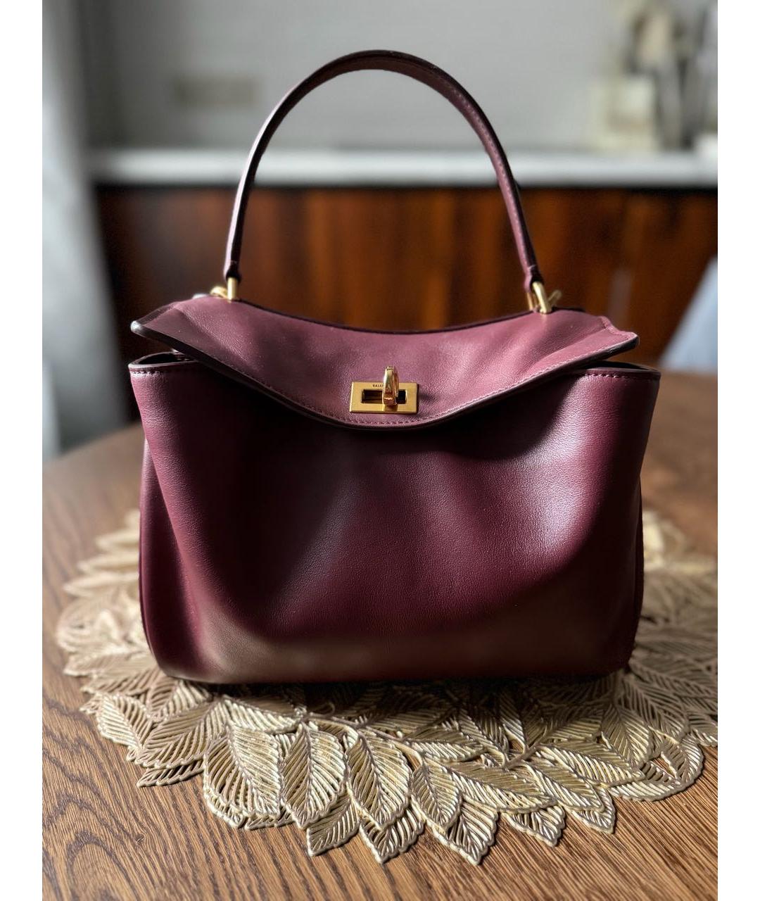 BALENCIAGA Бордовая кожаная сумка через плечо, фото 5