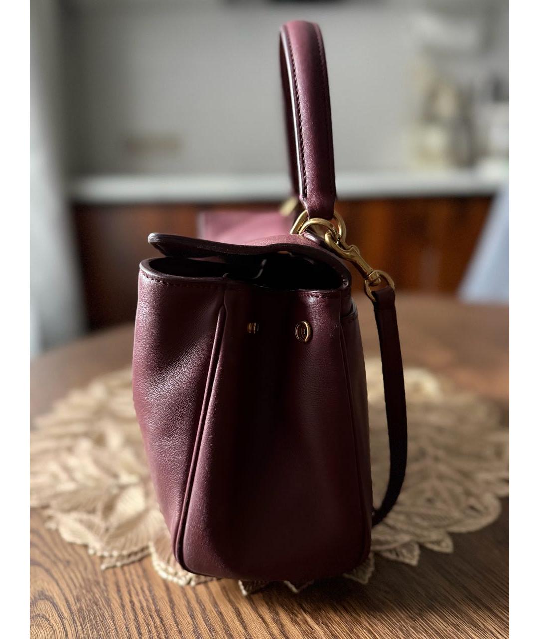 BALENCIAGA Бордовая кожаная сумка через плечо, фото 3