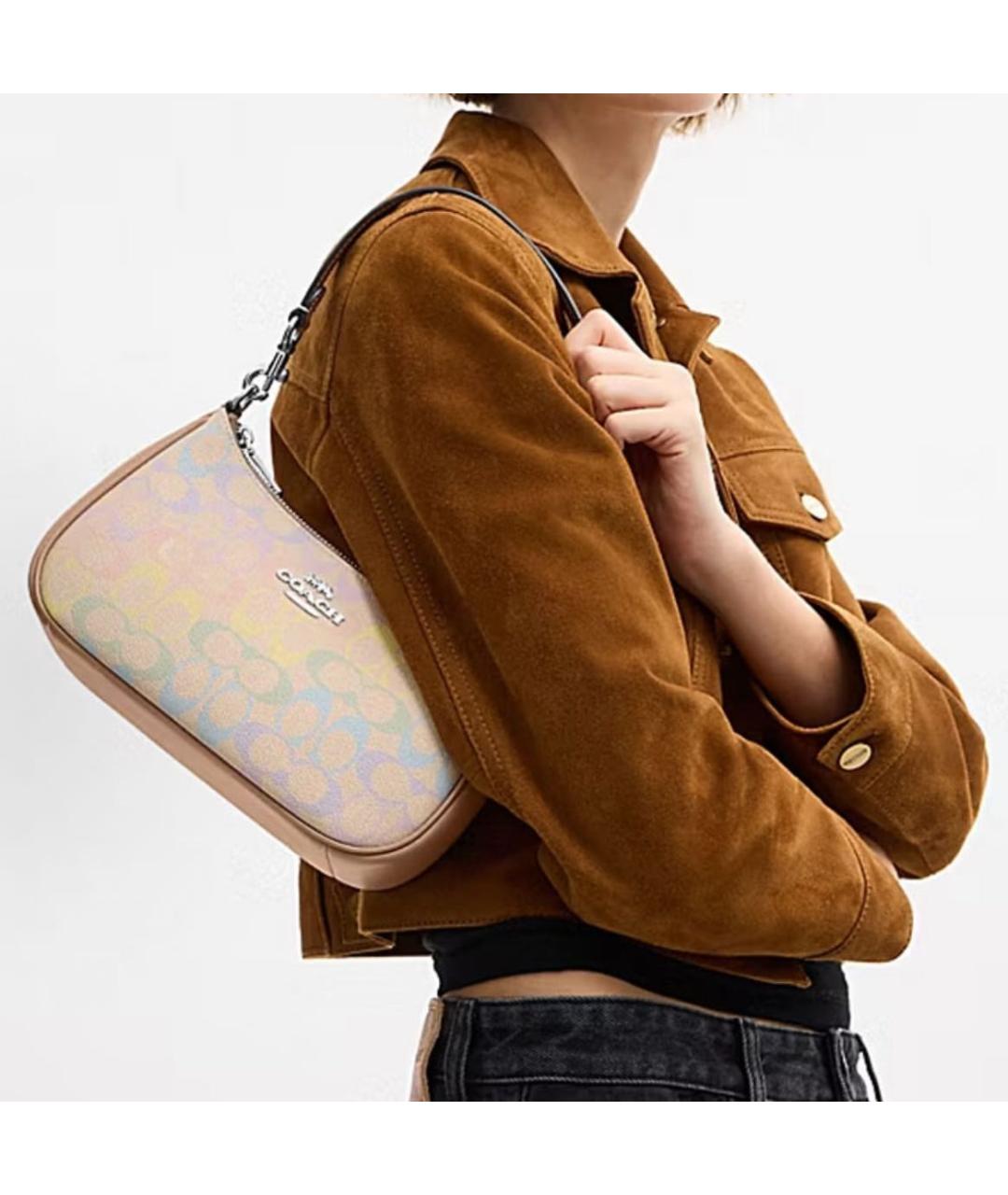 COACH Бежевая сумка с короткими ручками, фото 4