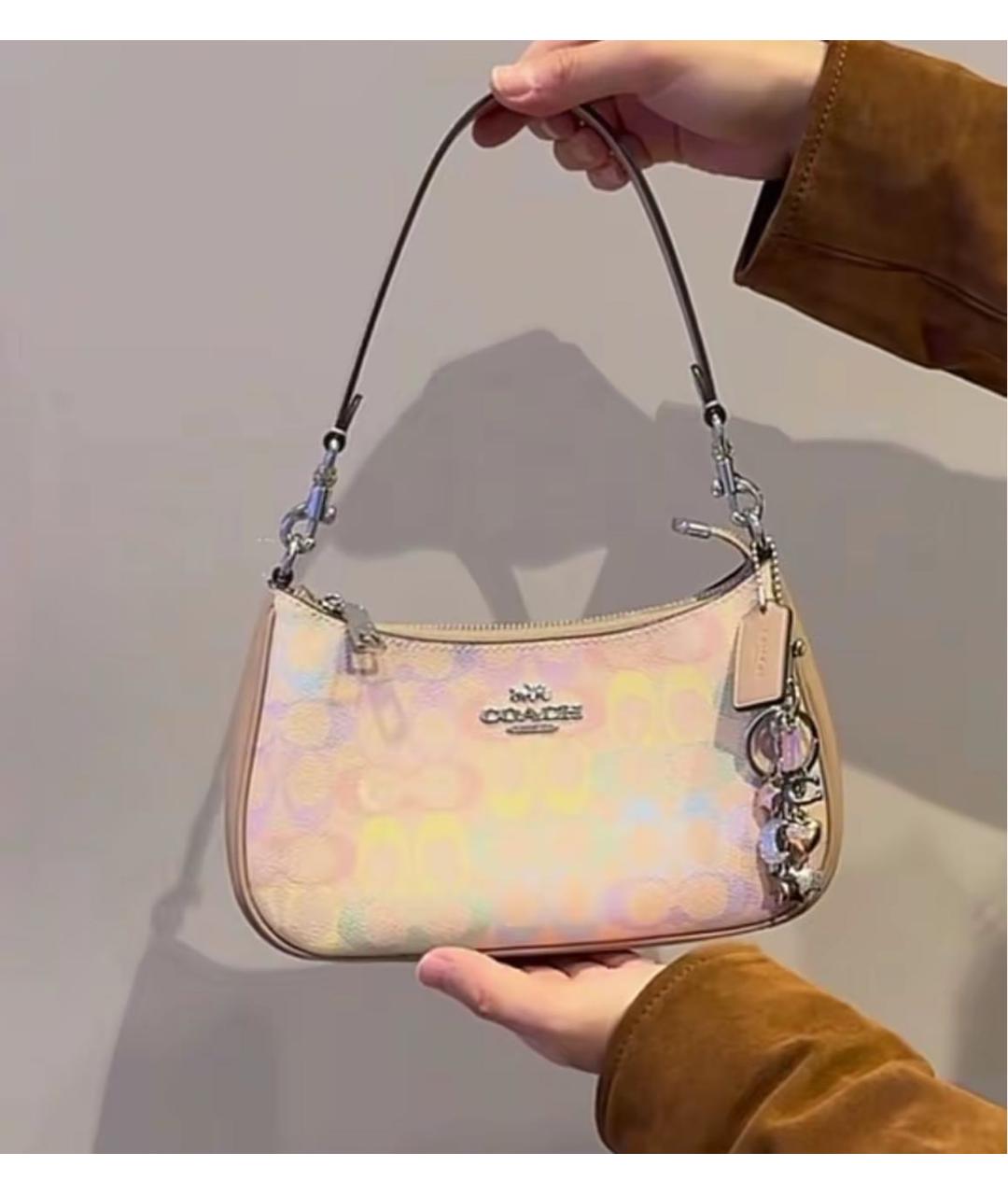 COACH Бежевая сумка с короткими ручками, фото 6