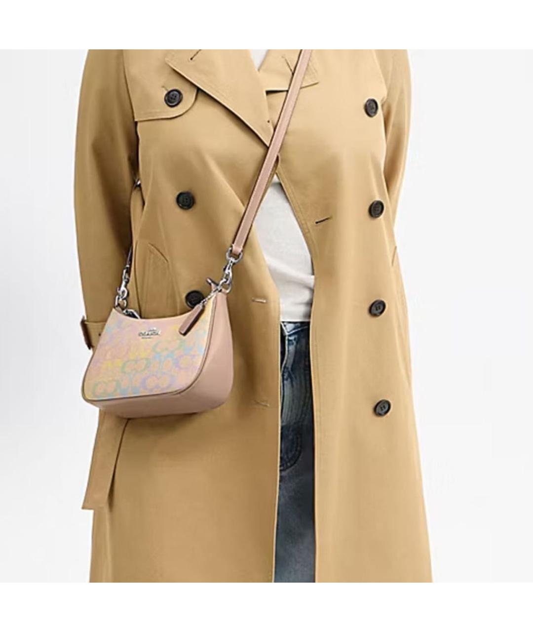 COACH Бежевая сумка с короткими ручками, фото 5