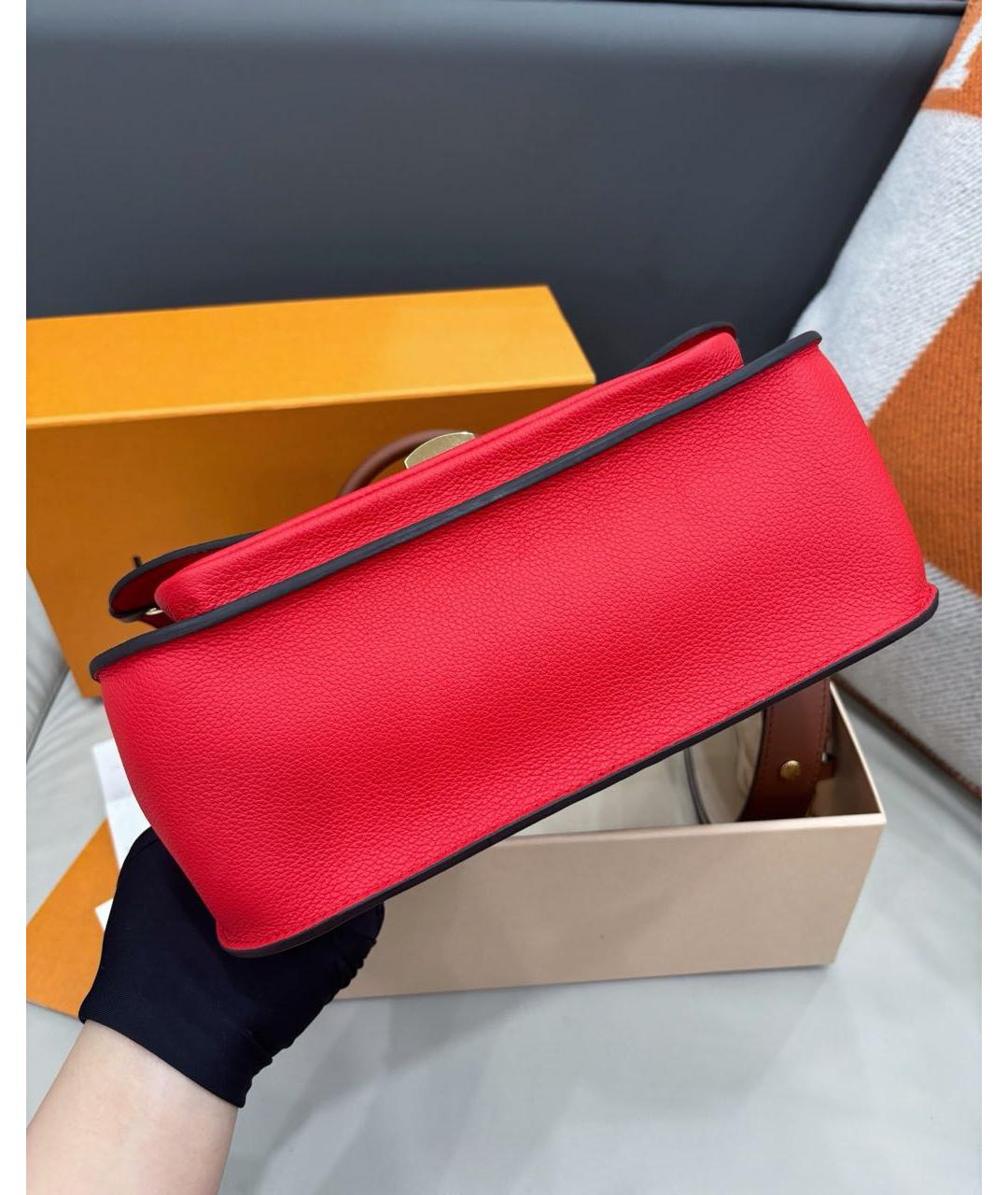 LOUIS VUITTON Красная кожаная сумка с короткими ручками, фото 5