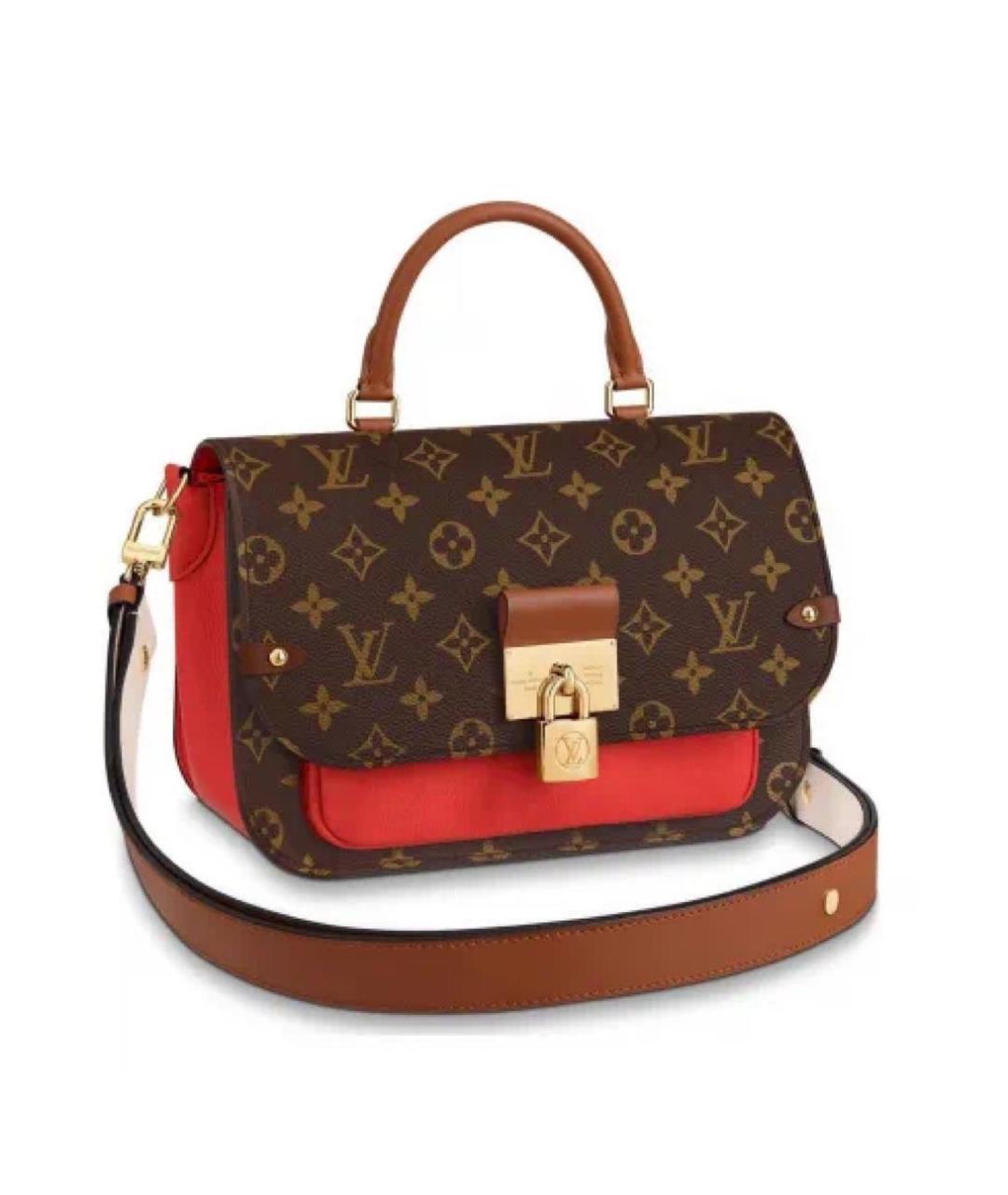 LOUIS VUITTON Красная кожаная сумка с короткими ручками, фото 1