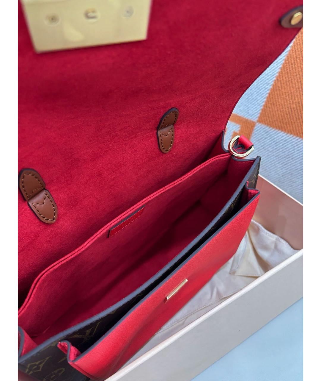 LOUIS VUITTON Красная кожаная сумка с короткими ручками, фото 7