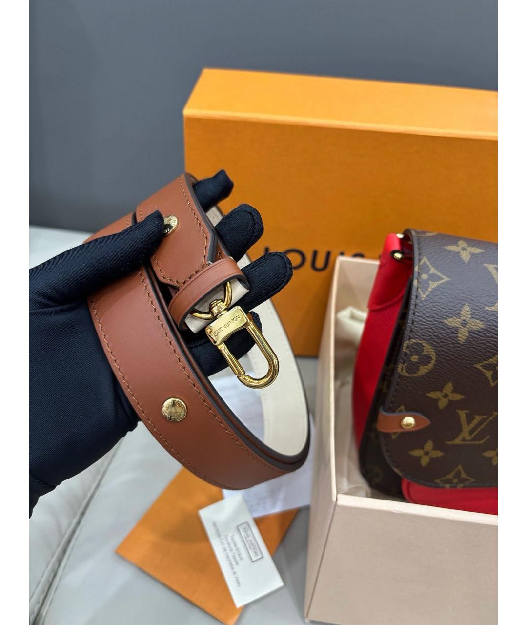 LOUIS VUITTON Красная кожаная сумка с короткими ручками, фото 6