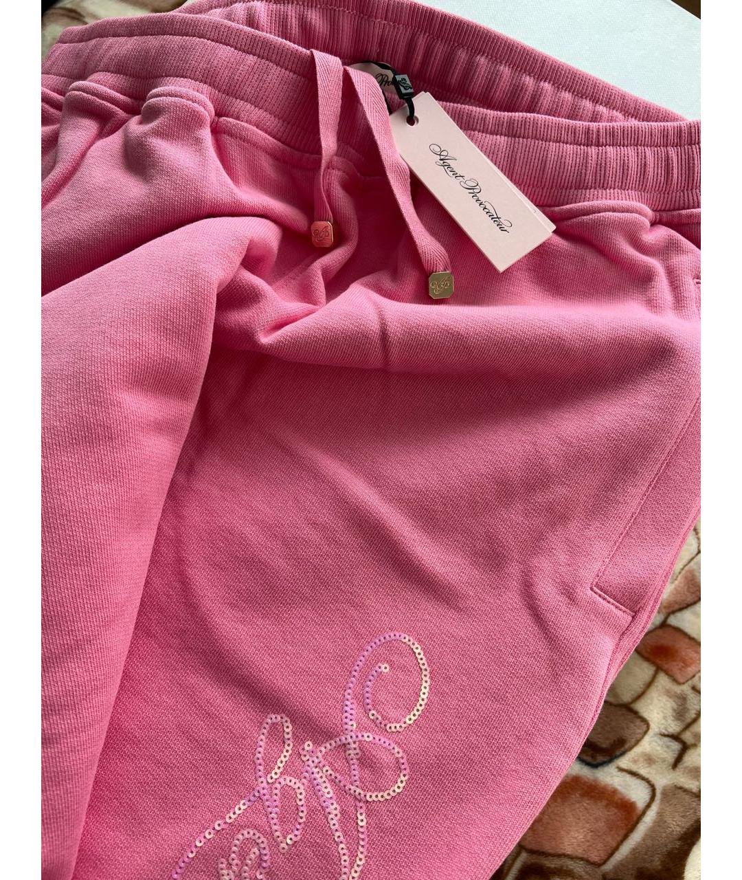 AGENT PROVOCATEUR Розовые хлопковые спортивные брюки и шорты, фото 4