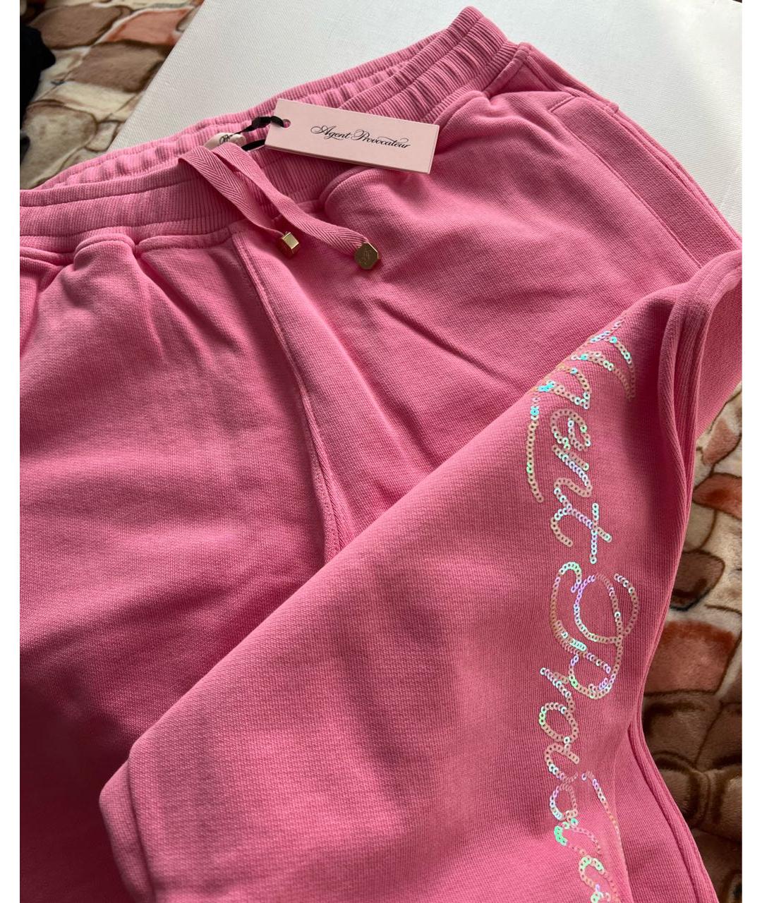 AGENT PROVOCATEUR Розовые хлопковые спортивные брюки и шорты, фото 8