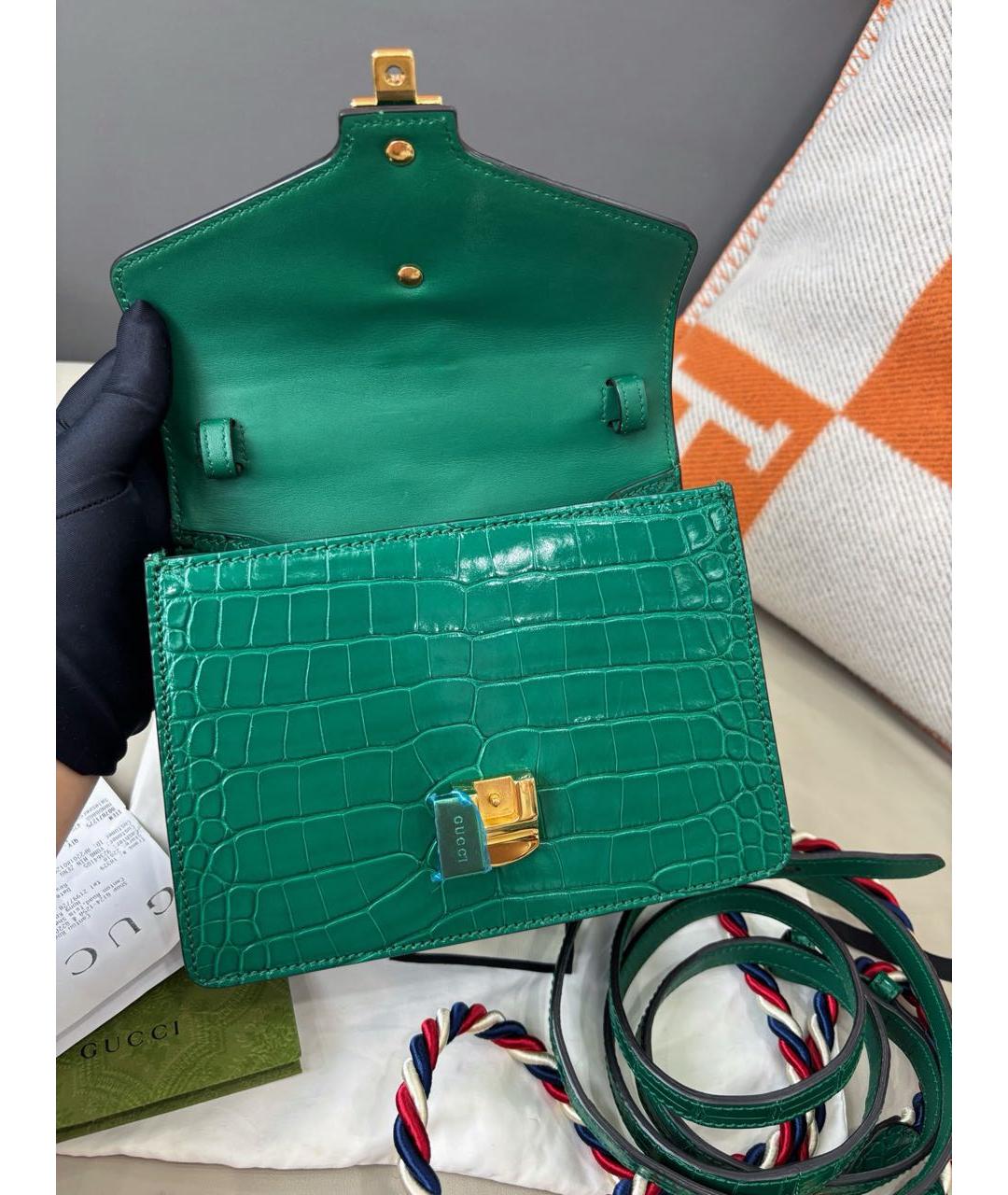 GUCCI Зеленая кожаная сумка через плечо, фото 6