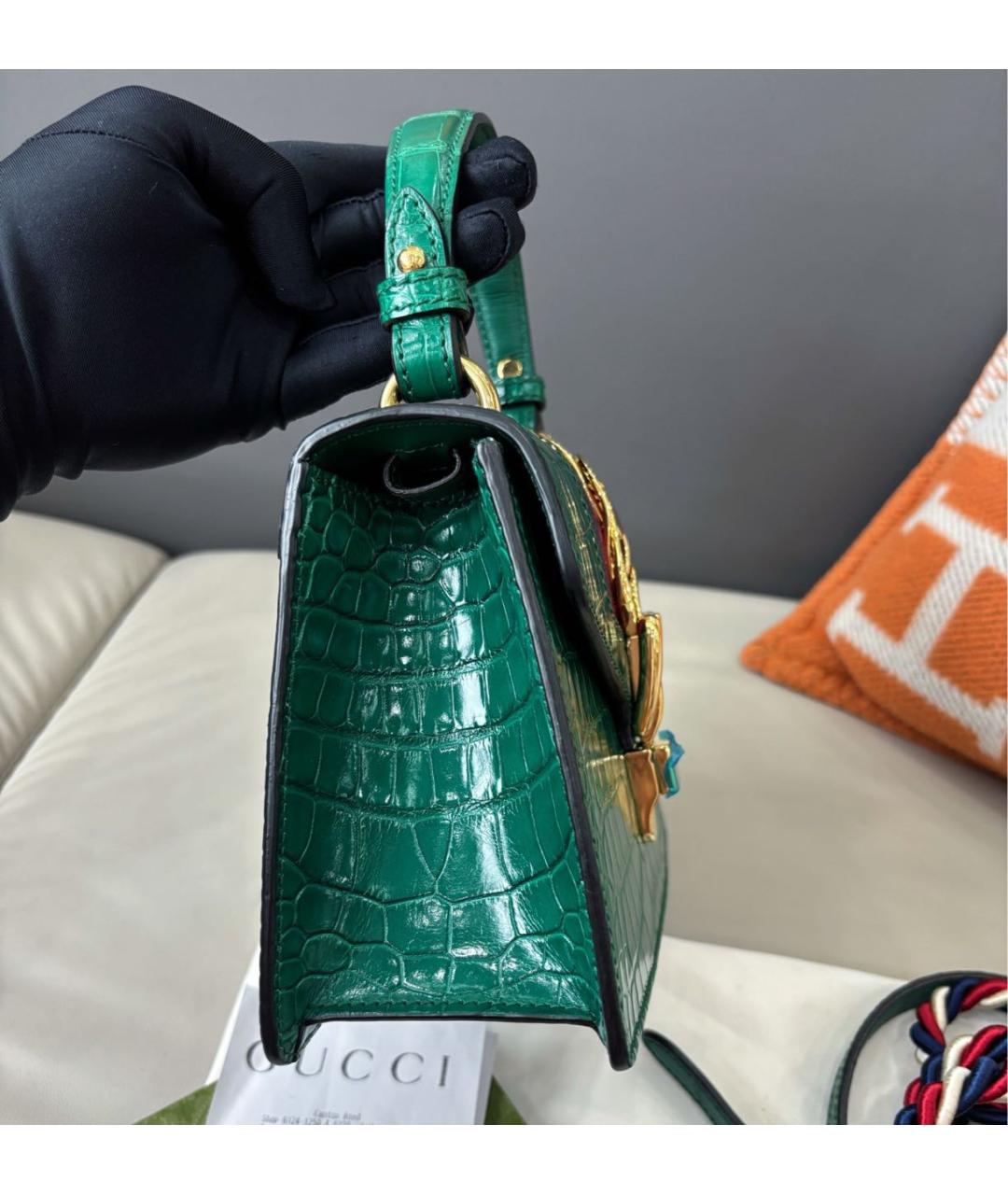 GUCCI Зеленая кожаная сумка через плечо, фото 3