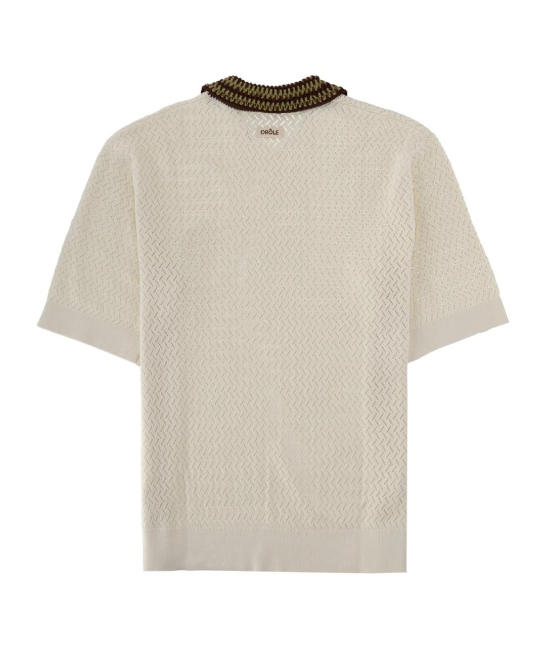 Drole de Monsieur Белое хлопковое поло с коротким рукавом, фото 2