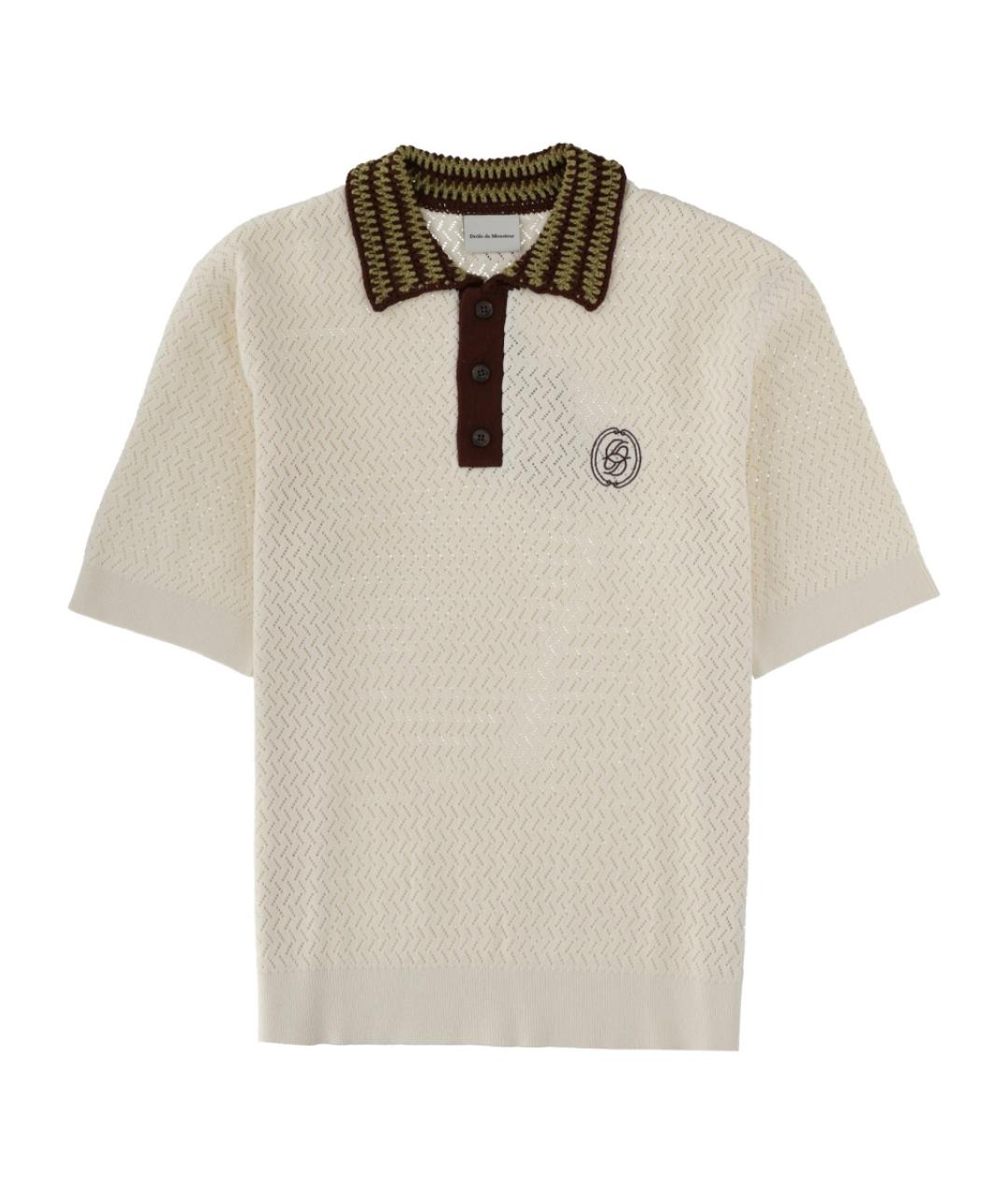 Drole de Monsieur Белое хлопковое поло с коротким рукавом, фото 1