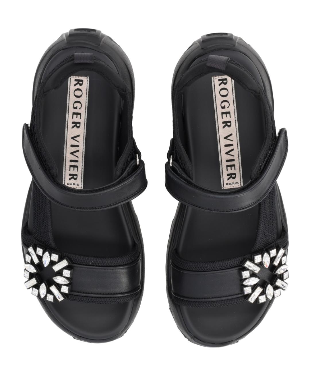 ROGER VIVIER Черные кожаные босоножки, фото 5