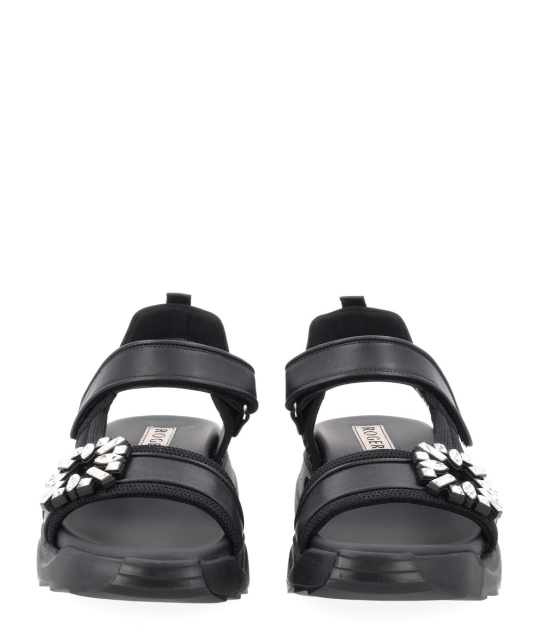 ROGER VIVIER Черные кожаные босоножки, фото 3