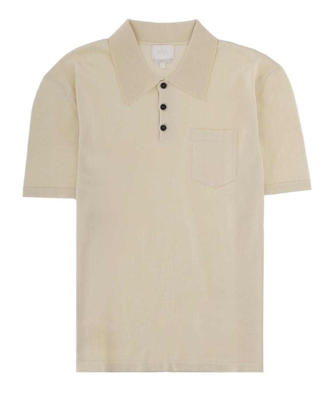A.P.C. Бежевое хлопковое поло с коротким рукавом, фото 1