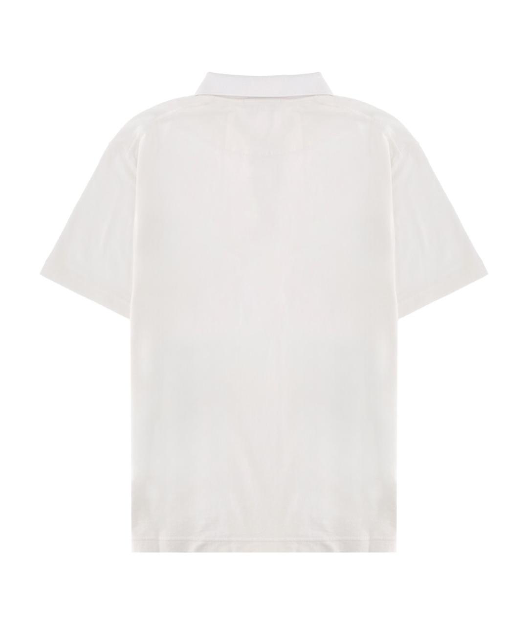 STONE ISLAND Белое хлопковое поло с коротким рукавом, фото 2