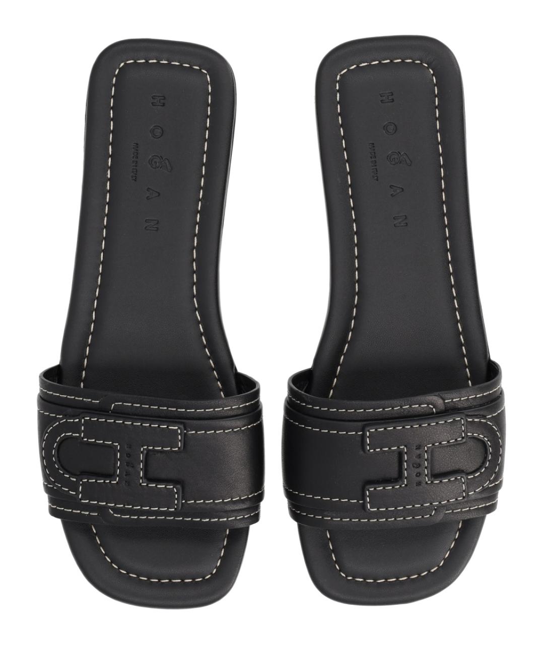 HOGAN Черные кожаные сандалии, фото 5
