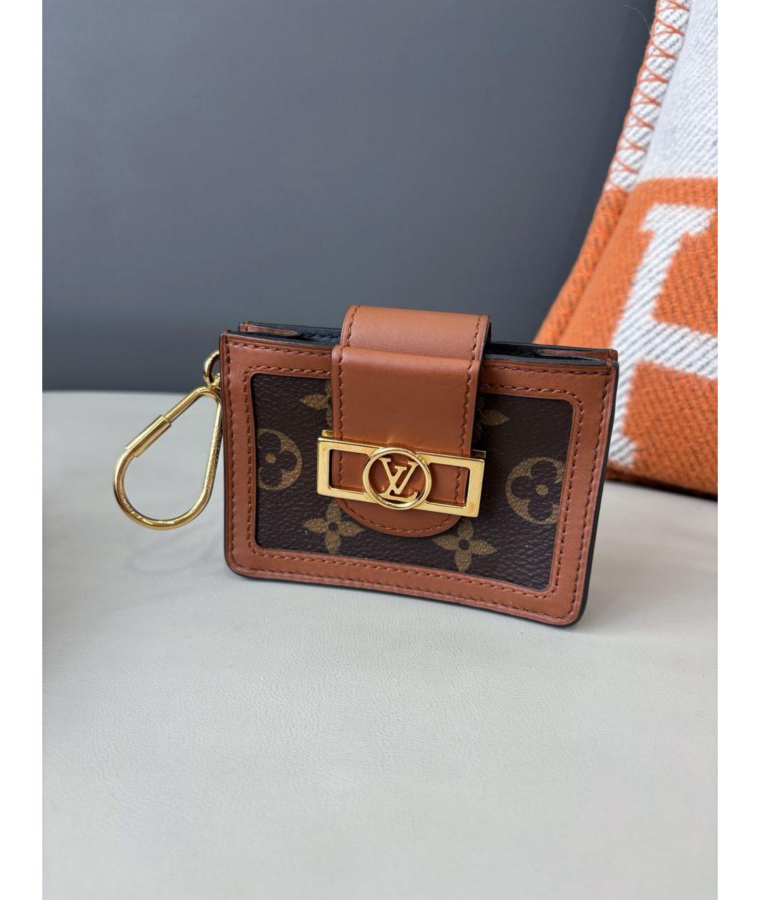 LOUIS VUITTON Коричневый кожаный кошелек, фото 8