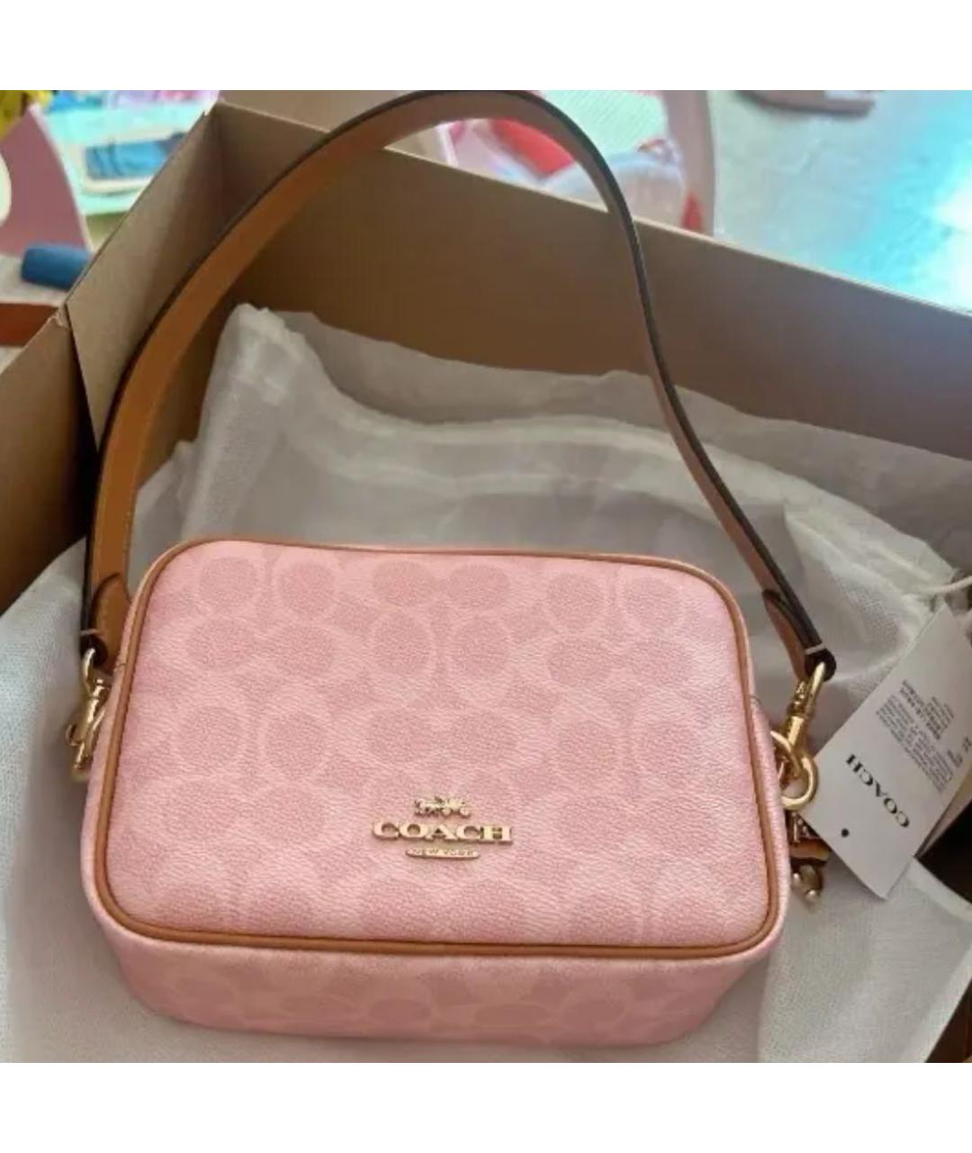 COACH Розовая сумка через плечо, фото 4