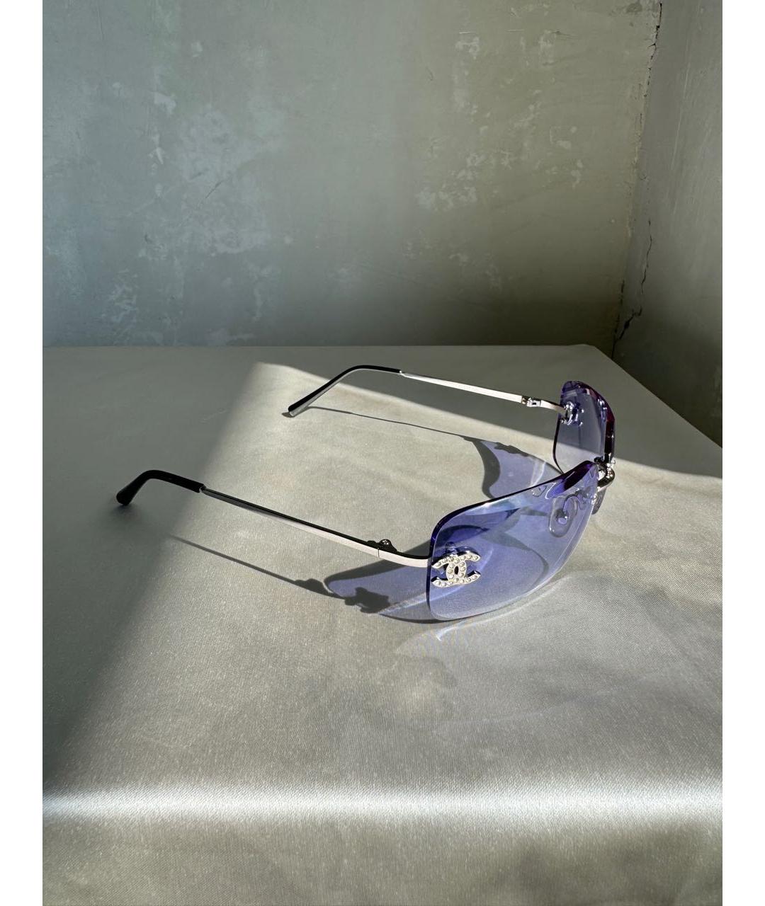 CHANEL Серебряные металлические солнцезащитные очки, фото 6