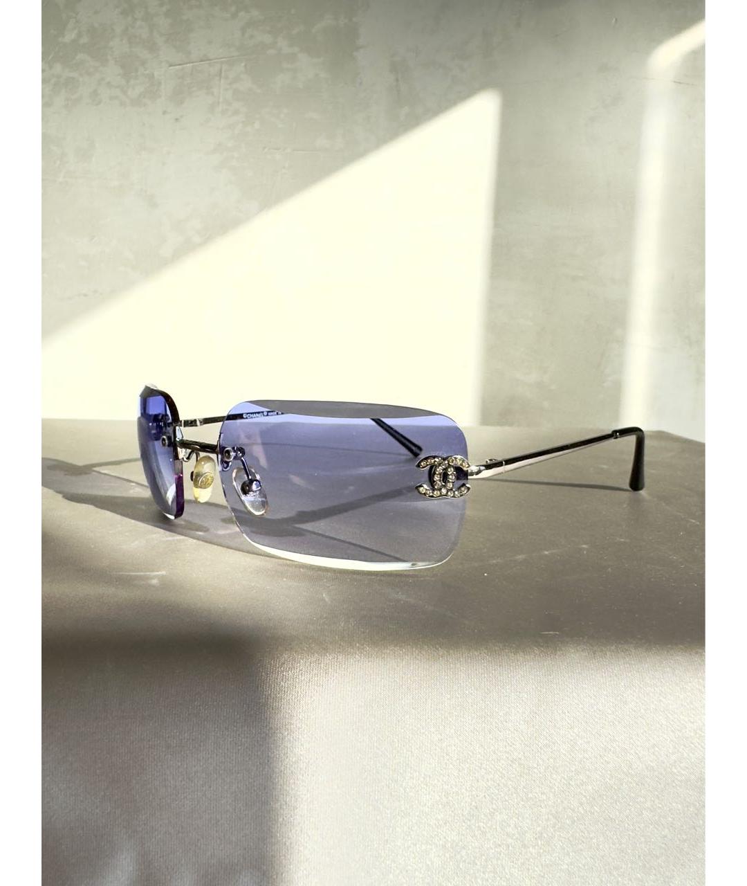CHANEL Серебряные металлические солнцезащитные очки, фото 2