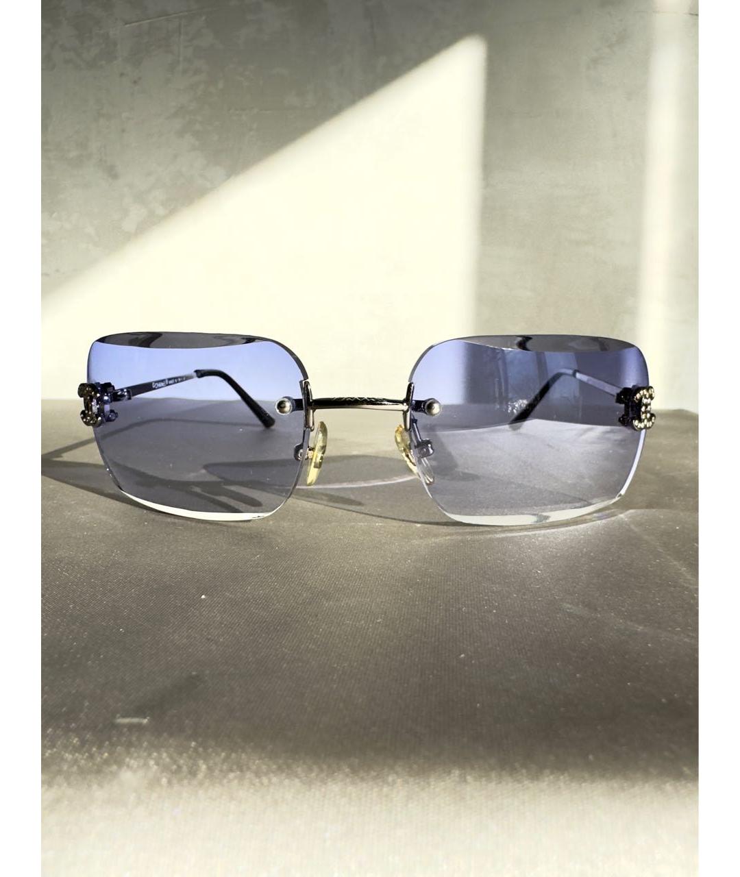 CHANEL Серебряные металлические солнцезащитные очки, фото 4