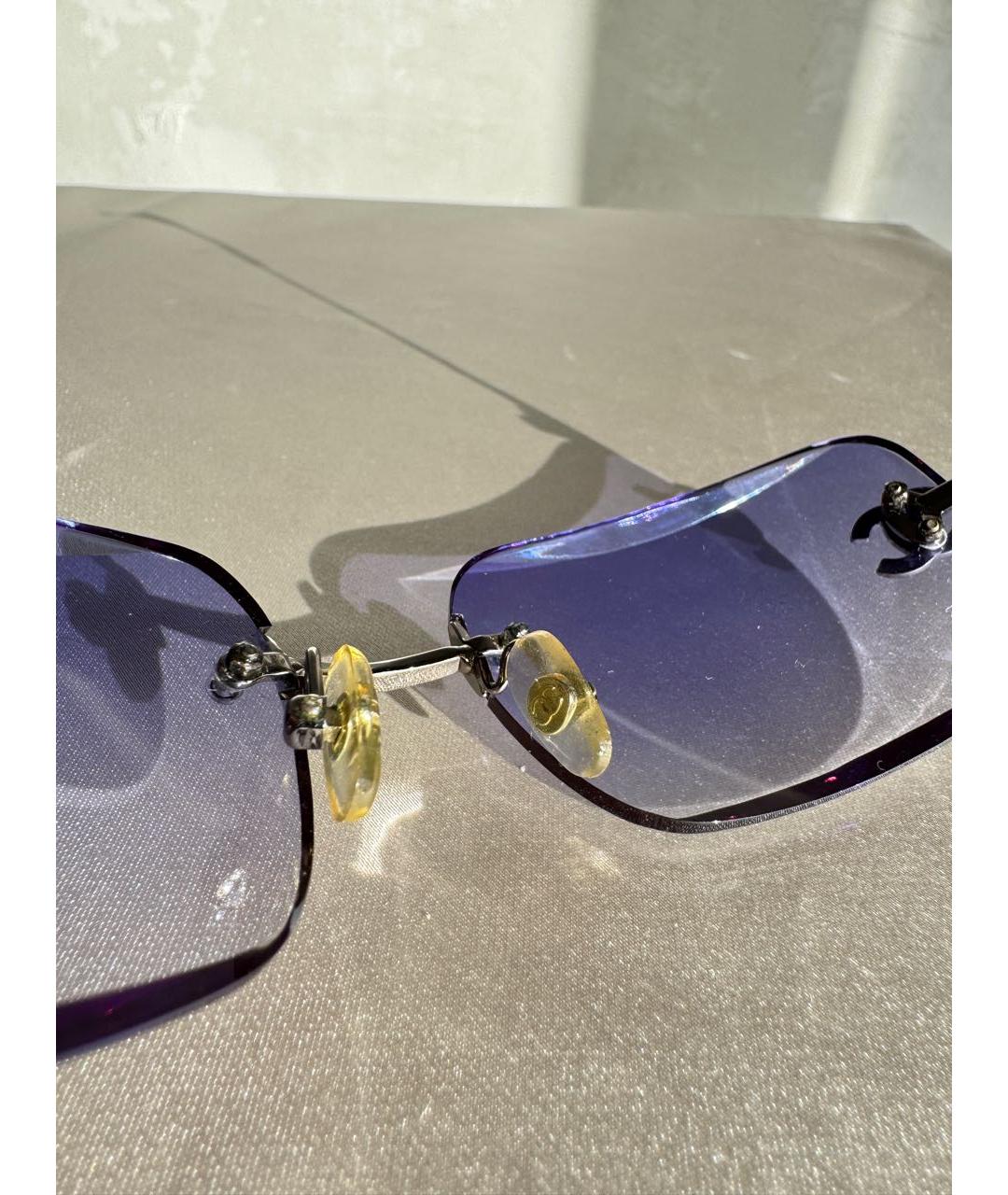 CHANEL Серебряные металлические солнцезащитные очки, фото 3