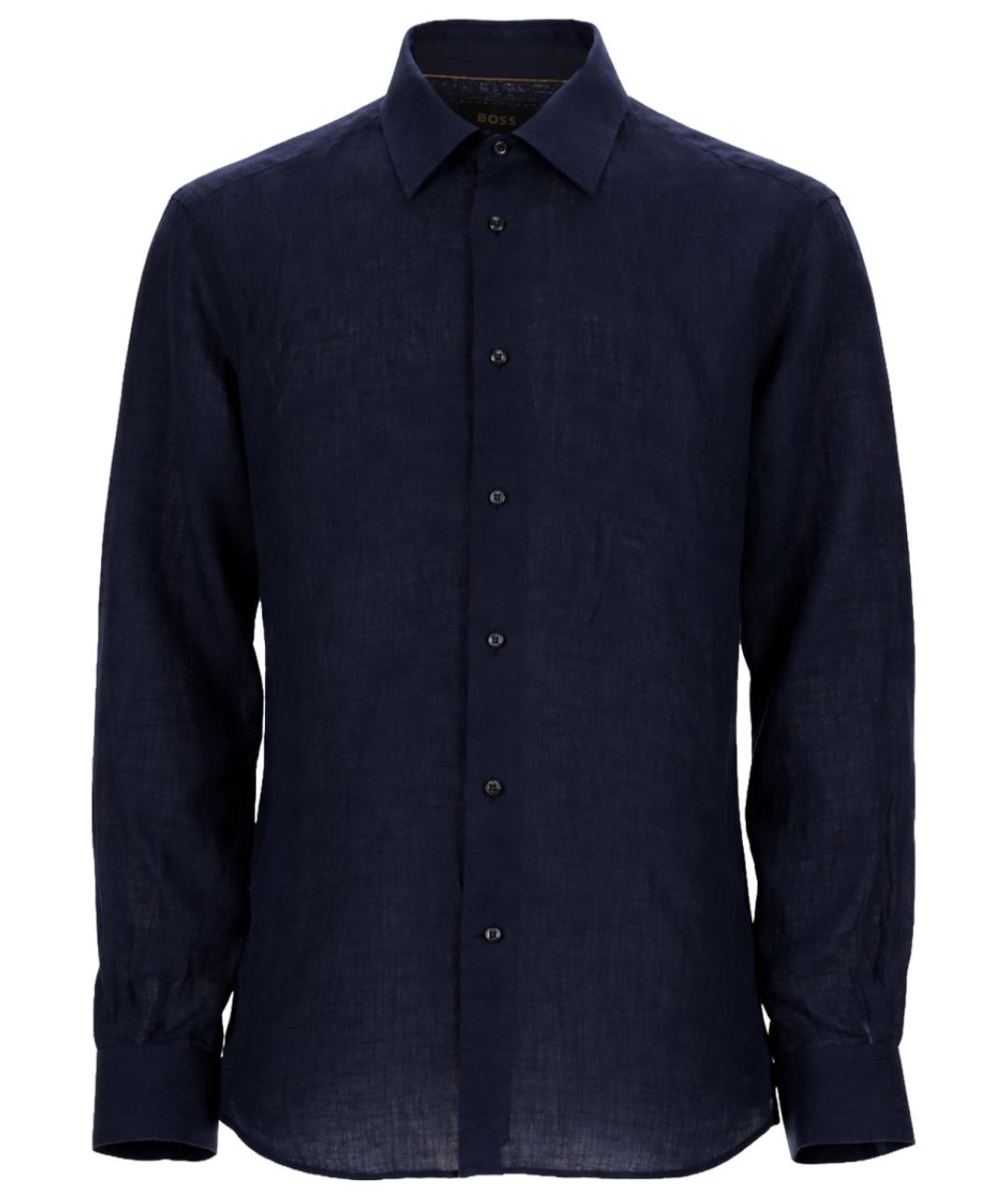HUGO BOSS Синяя льняная кэжуал рубашка, фото 1