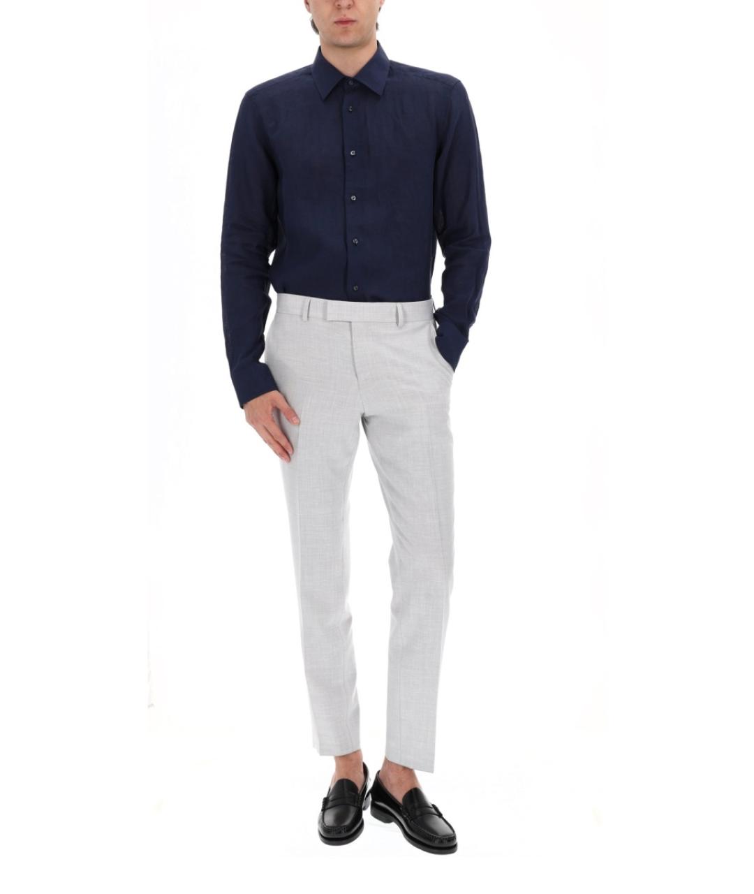 HUGO BOSS Синяя льняная кэжуал рубашка, фото 4