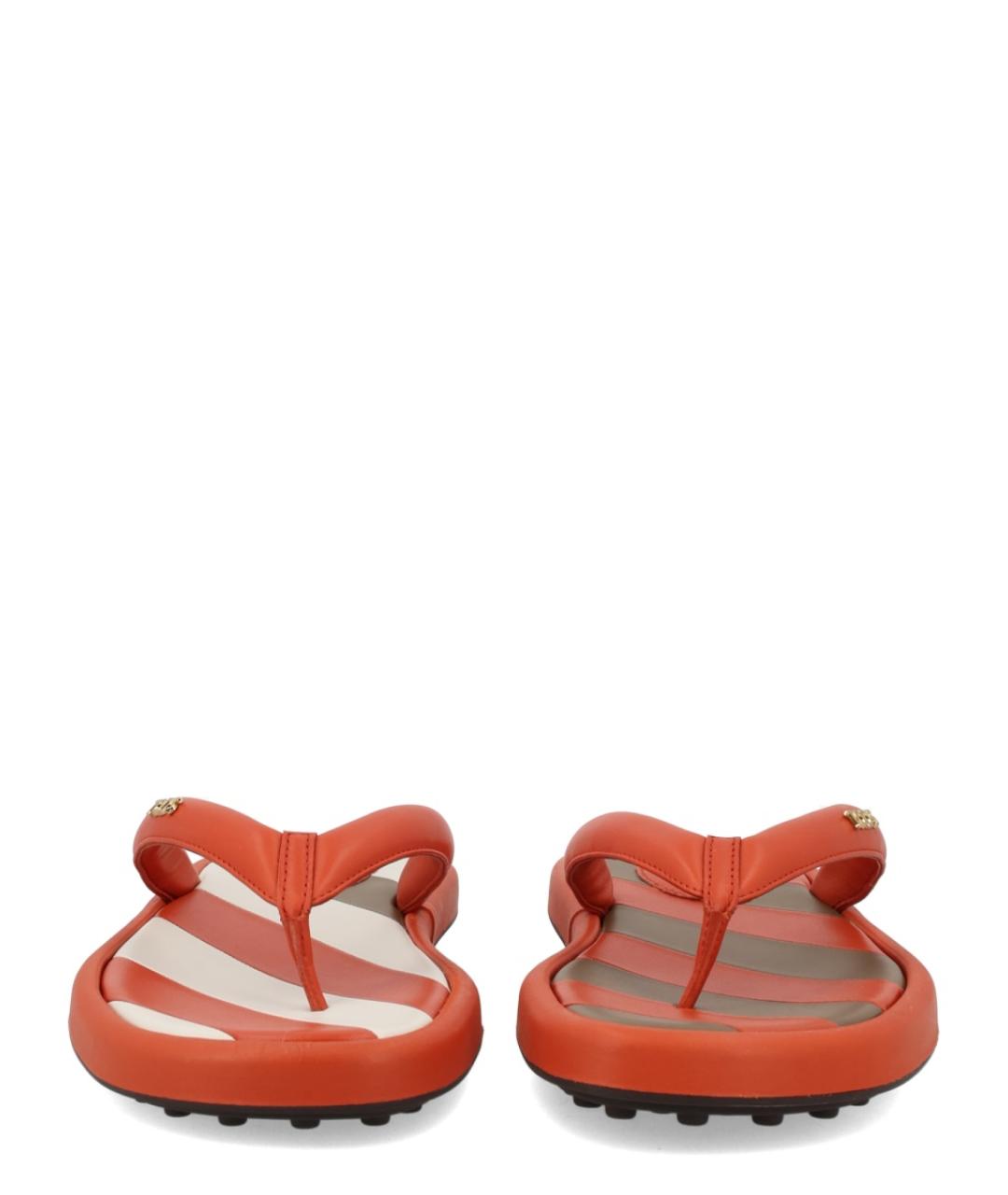 TOD'S Оранжевое кожаные шлепанцы, фото 3