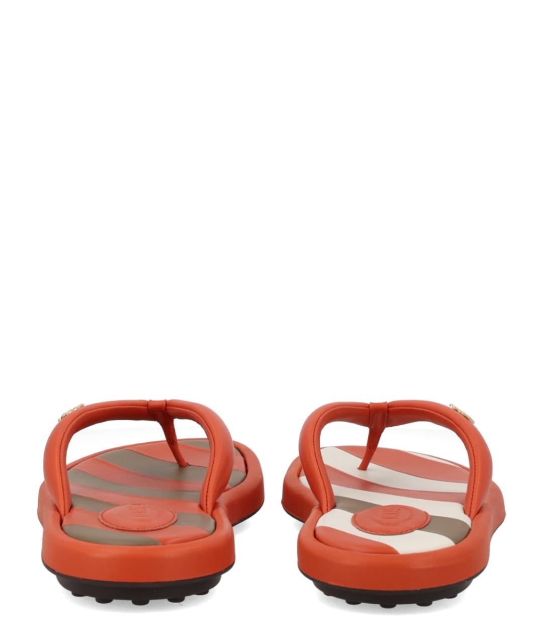 TOD'S Оранжевое кожаные шлепанцы, фото 4