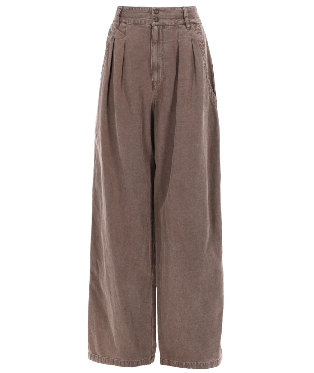 ISABEL MARANT ETOILE Коричневые хлопковые прямые брюки, фото 1