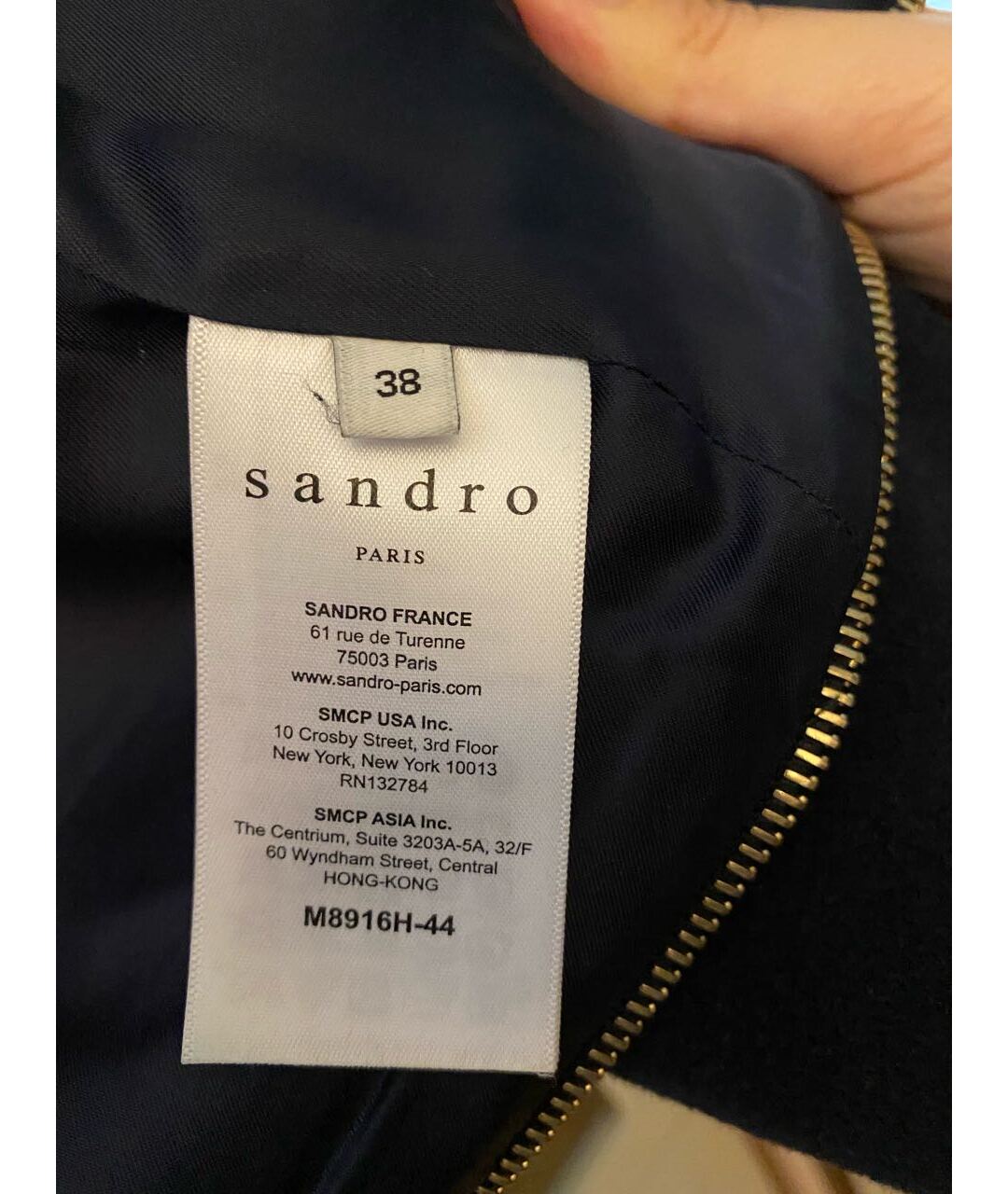 SANDRO Темно-синее шерстяное пальто, фото 4