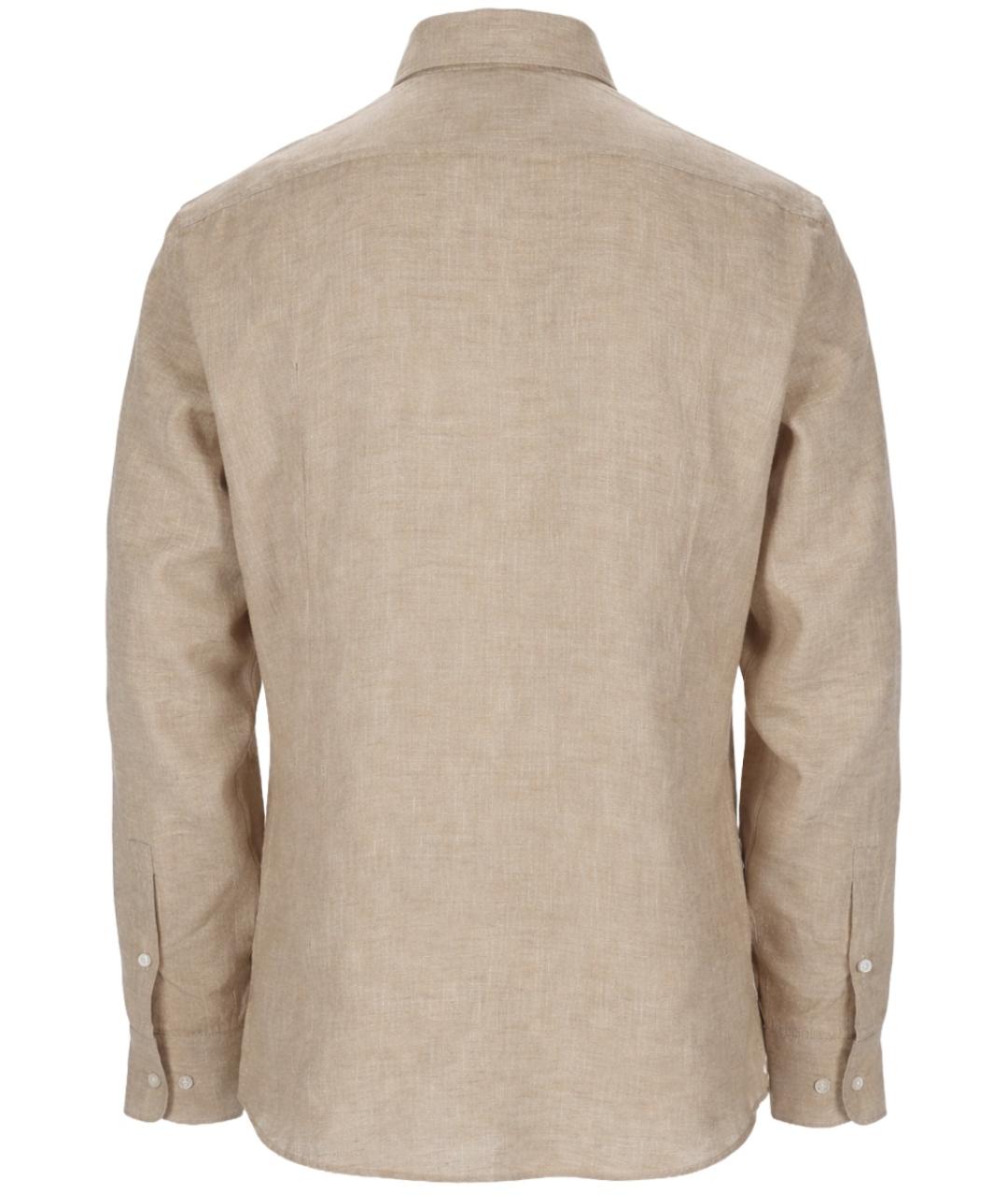 HUGO BOSS Бежевая льняная кэжуал рубашка, фото 2