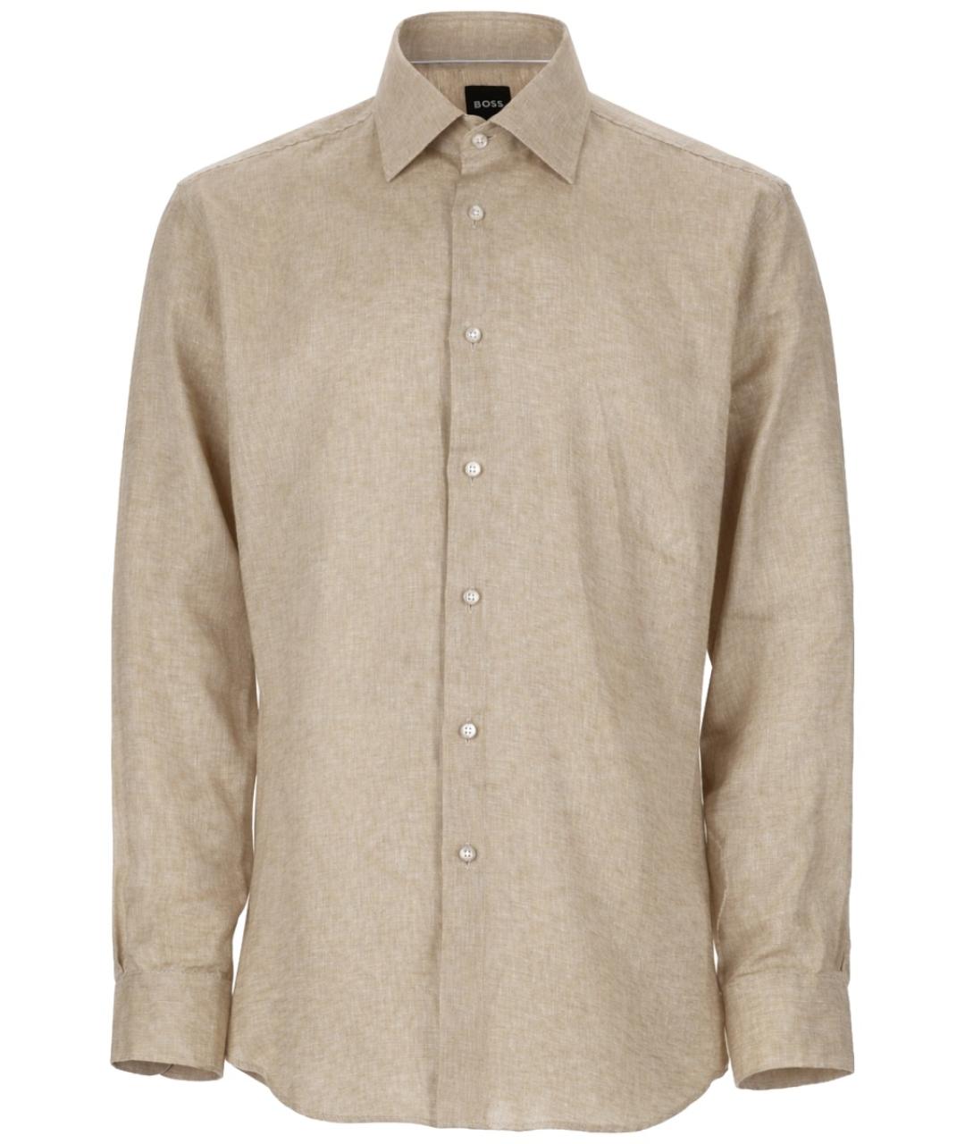 HUGO BOSS Бежевая льняная кэжуал рубашка, фото 1
