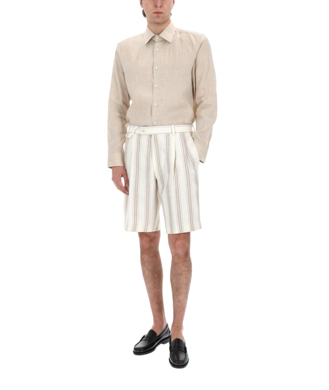 HUGO BOSS Бежевая льняная кэжуал рубашка, фото 4