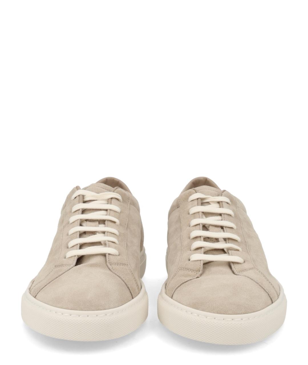 COMMON PROJECTS Бежевые кожаные низкие кроссовки / кеды, фото 3