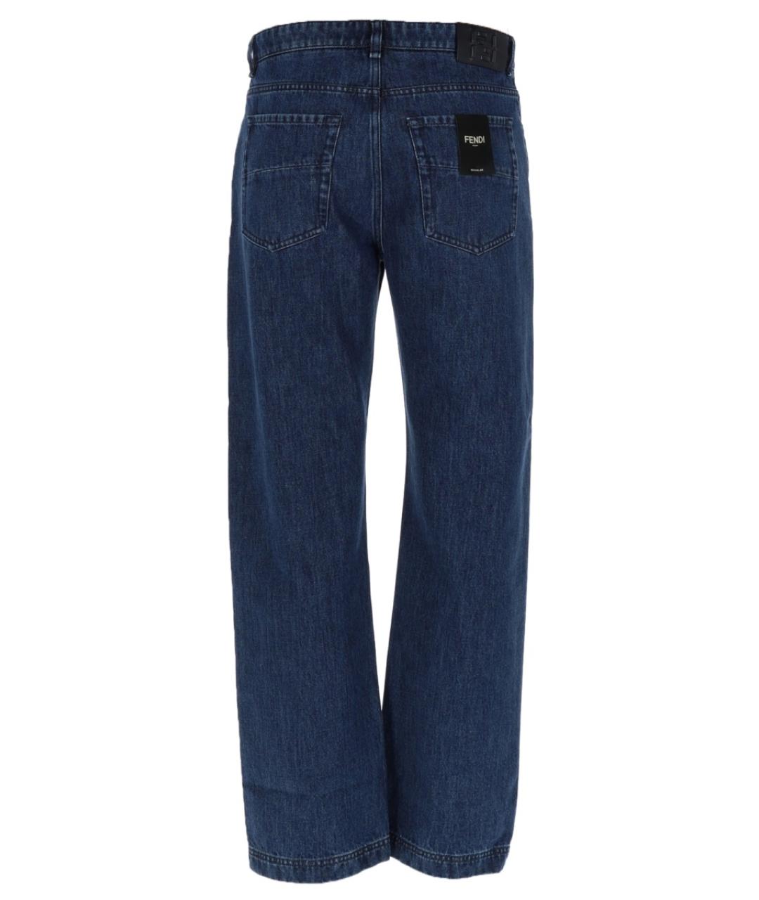 FENDI Синие хлопковые прямые джинсы, фото 2