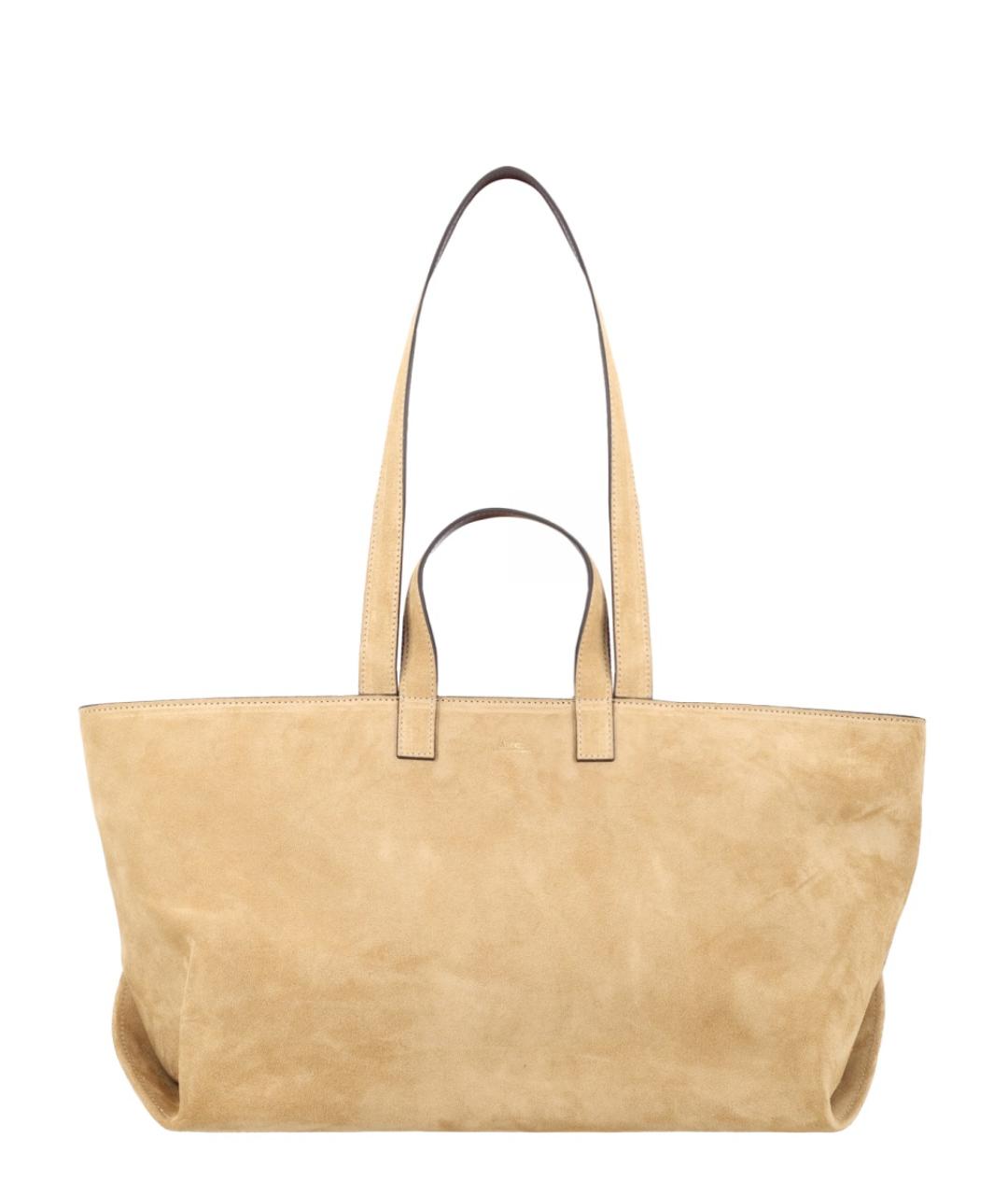 A.P.C. Бежевая замшевая сумка тоут, фото 1